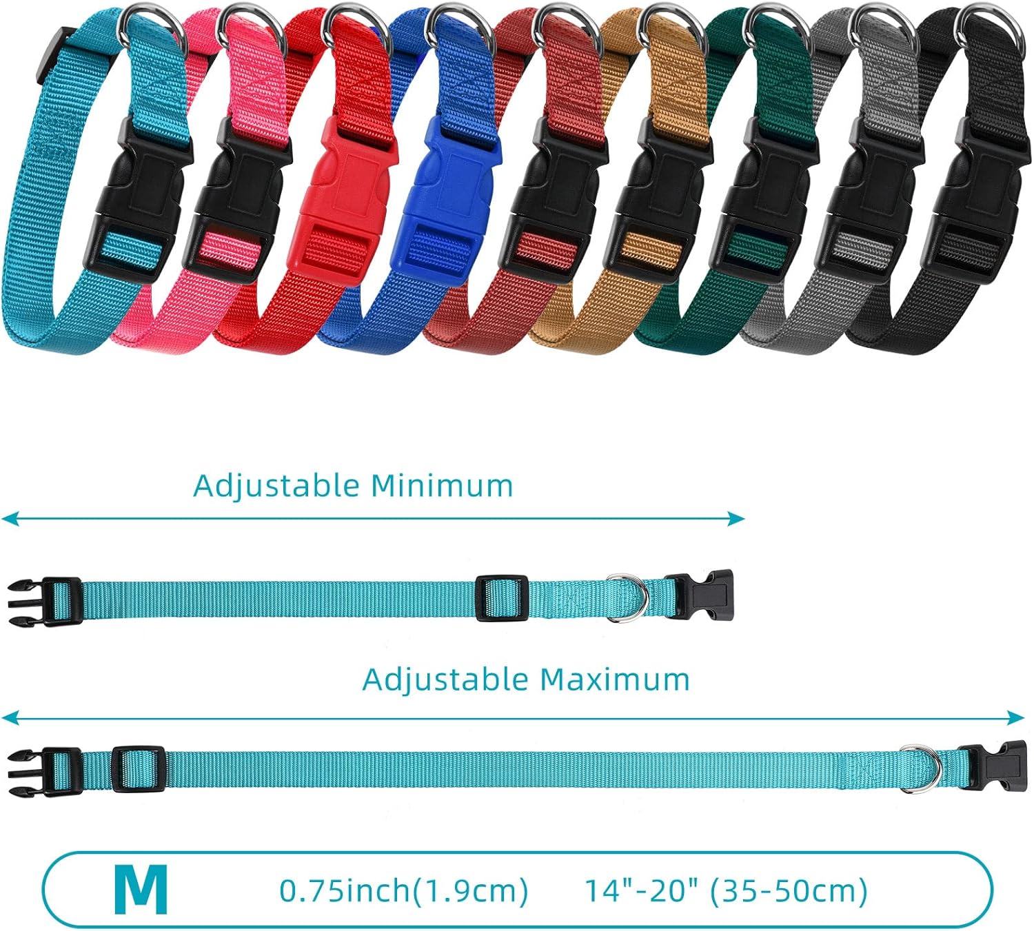 9 Pieces Adjustable Dog Collar for Animal, Soft Nylon Pets Puppy Collar with Quick Release Buckle Holder Bulk for Dogs Walking Running Training(Medium,Retro Colors) - Happypetzone.online - Image 3