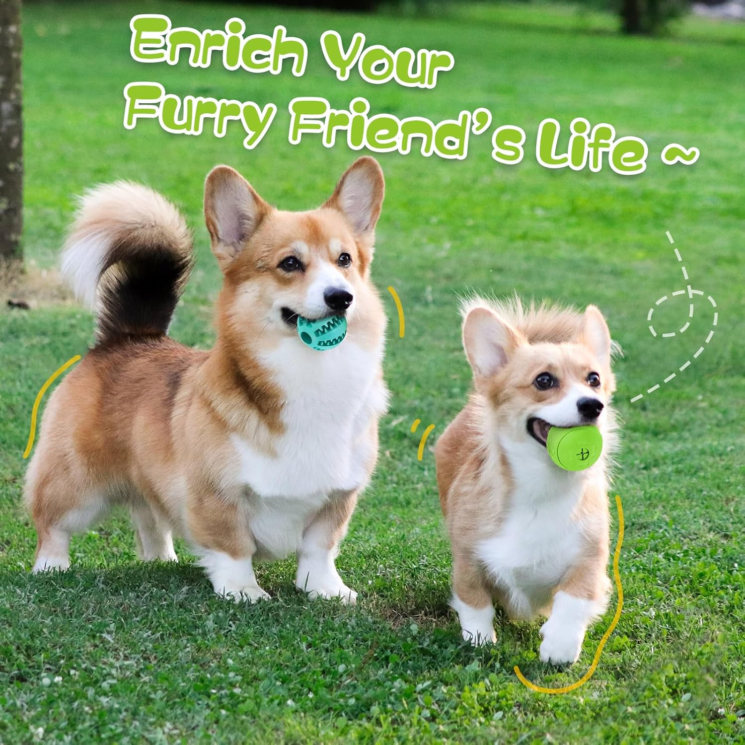 HIPPIH Dog Puzzle Toy 2 Pack, Interactive Dog Toys for Treat Dispensing, Durable Puppy Toys for Teething, Dog Treat Ball for Teeth/Slow Feeder/IQ Training/Playing, Blue-2.75‘’, Green-3.14‘’ - Happypetzone.online - Image 6
