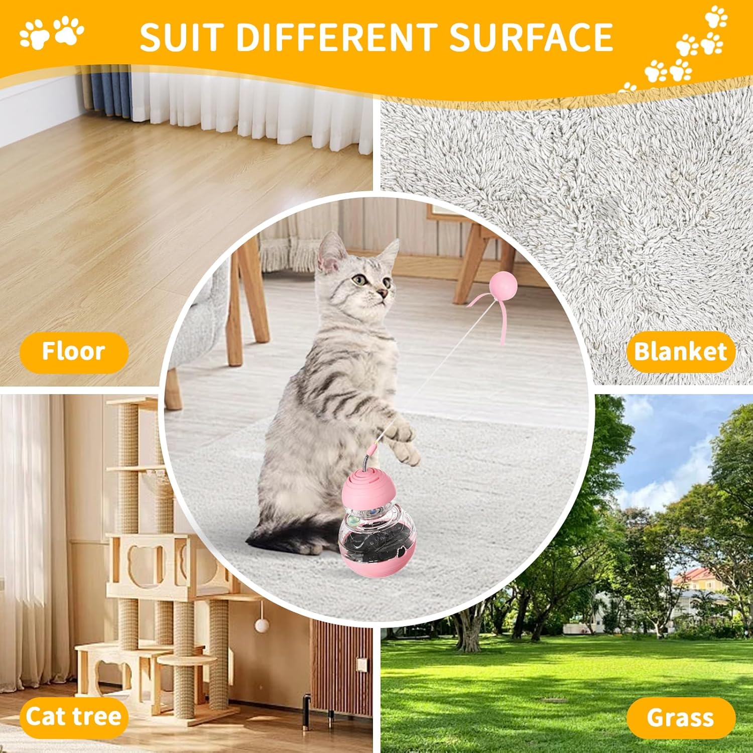 Cat Interactive Toys Engaging Wand, Slow Food Treat Dispenser, and Tumbler Design for Indoor Cats Durable, Non-Toxic, Ideal for Exercise and Boredom Relief Gift for Kitten, Pink - Happypetzone.online - Image 6