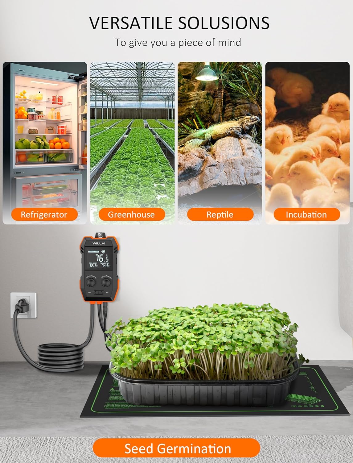 WH2408 Temperature Controller 10A 1200W, Digital Thermostat Controlled Outlet Plug Switch for Reptile Terrarium Greenhouse Homebrew Aquarium Seedling Mat, Heating or Cooling Mode (Pack of 1) - Happypetzone.online - Image 6
