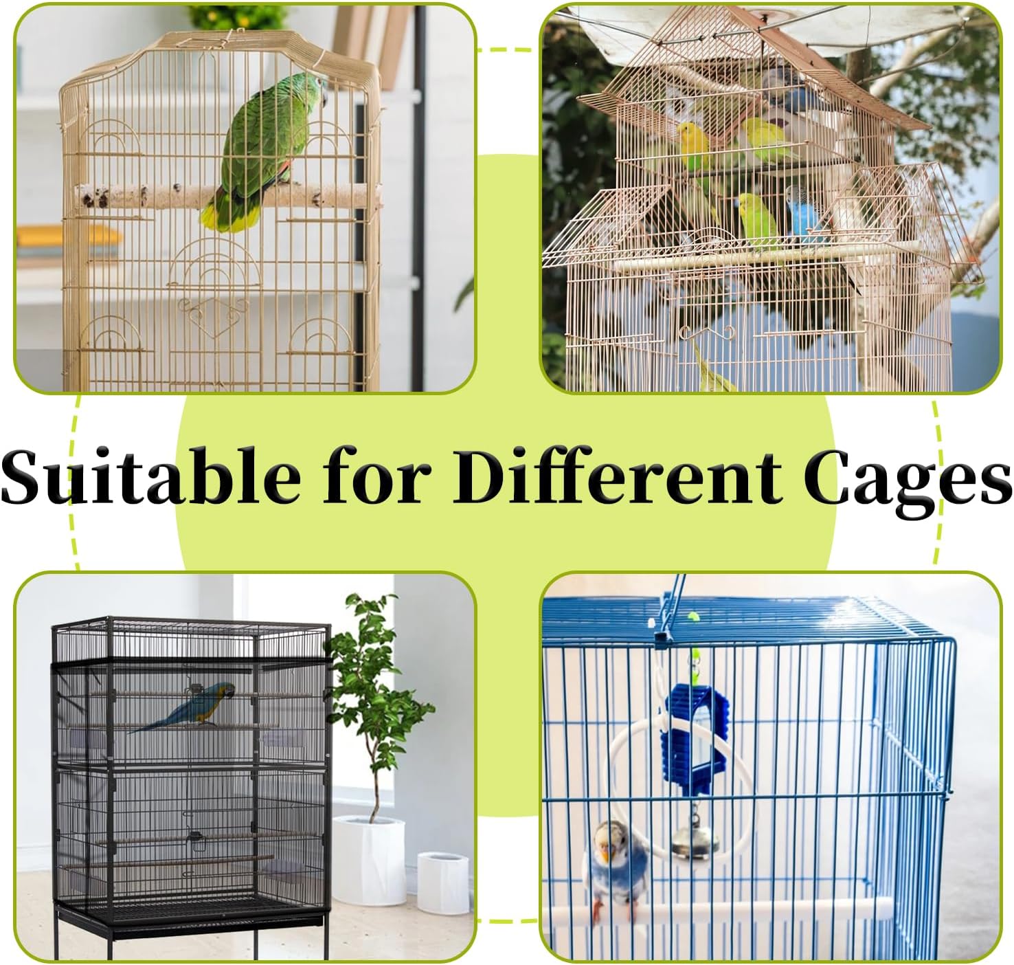Daoeny Bird Cage Seed Catcher, Large Bird Cage Cover, Adjustable Soft Airy Nylon Mesh Net, Birdcage Cover Skirt Seed Guard for Parrot Parakeet Macaw African Round Square Cages (Black) - Happypetzone.online - Image 6