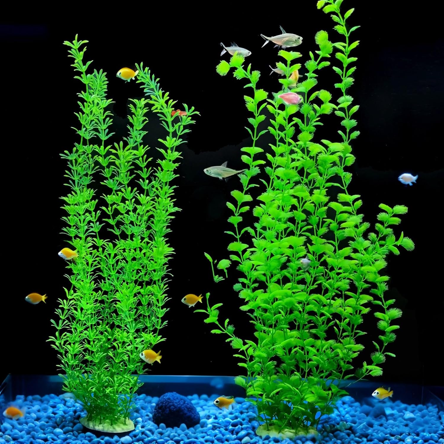 23.6 Inch Tall Aquarium Plants – Large Lifelike Artificial Fish Tank Decorations, Fish Tank Plants Plastic,2 Pcs Adjustable Length, Durable & Safe for Freshwater/Saltwater Aquariums (Green (Style A)) - Happypetzone.online - Image 4