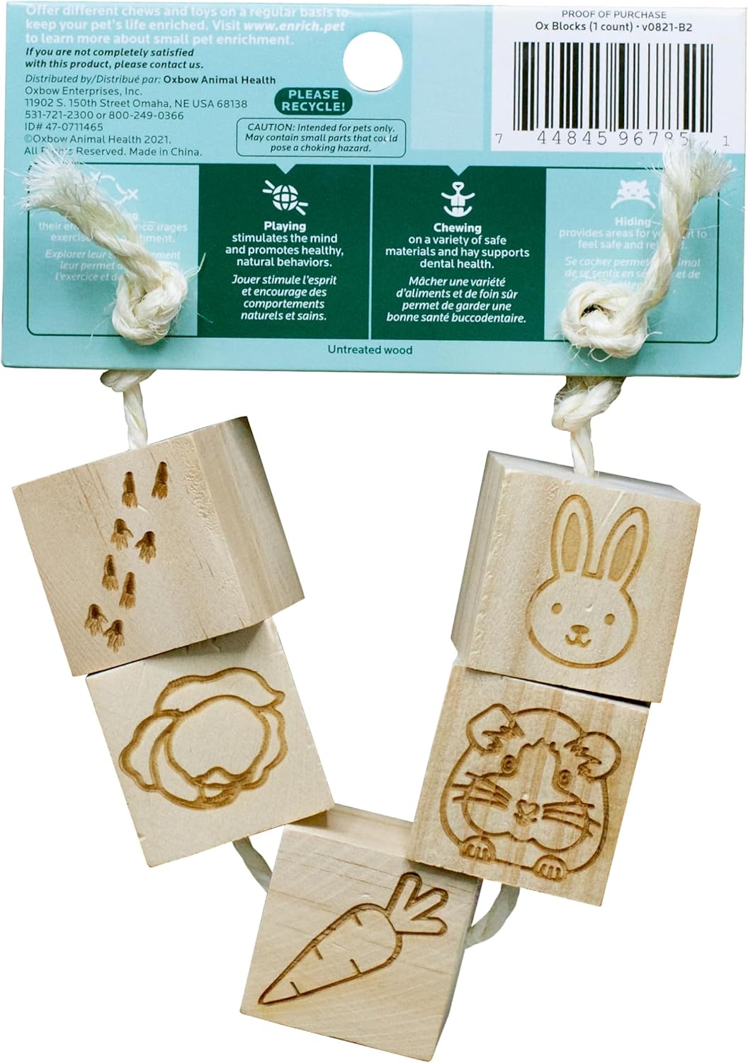 Oxbow Enriched Life Ox Blocks, Natural Wood Chew Toy for Rabbits, Guinea Pigs, and Hamsters, Promotes Dental Health and Foraging, Safe Enrichment Accessory, Small Pet Chew Toy - Happypetzone.online - Image 2