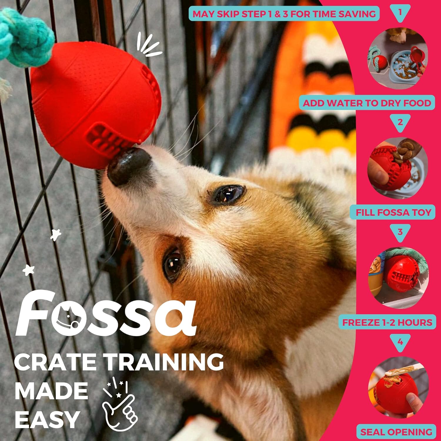 Fossa Interactive Dog Toys, Crate Training Aids for Puppies, Puzzle Treat Dispenser with Rope, Multifunctional Dog Toys - for Reduce Dog Boredom and Anxiety, Dog Teeth Cleaning and Chew Toy - Happypetzone.online - Image 8