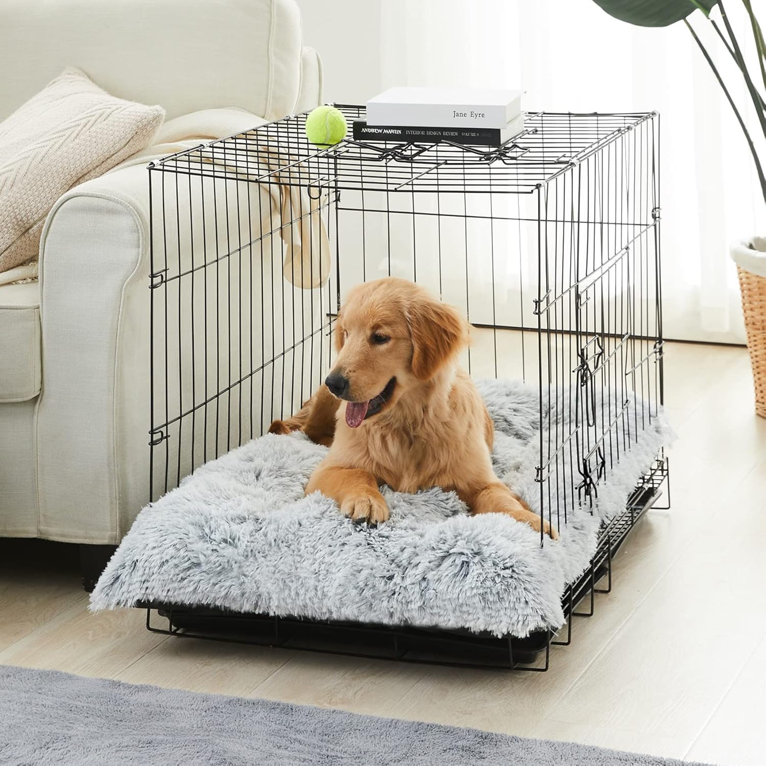 BFPETHOME Dog Beds for Large Dogs, Plush Dog Crate Bed Fluffy Cozy Kennel Pad for Sleeping &Ease Anxiety, Washable Pet Mats with Anti-Slip Bottom for Large Dogs, Grey - Happypetzone.online - Image 7