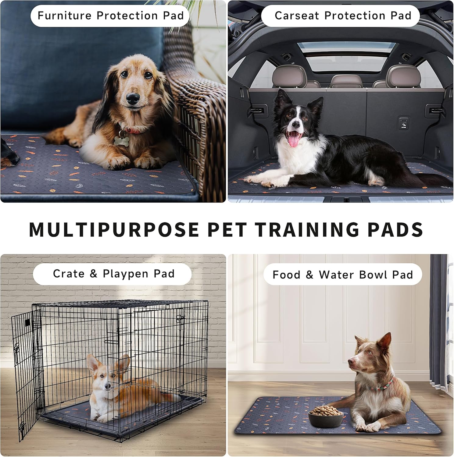 Sunheir Washable Pee Pads for Dogs , Thick Heavy Absorbency Reusable, Prevent Leakage, Waterproof , Non-Slip Pee Pads for Puppy Playpen, Crate, Whelping Box, Potty Training, Grey, 2 packs - Happypetzone.online - Image 4