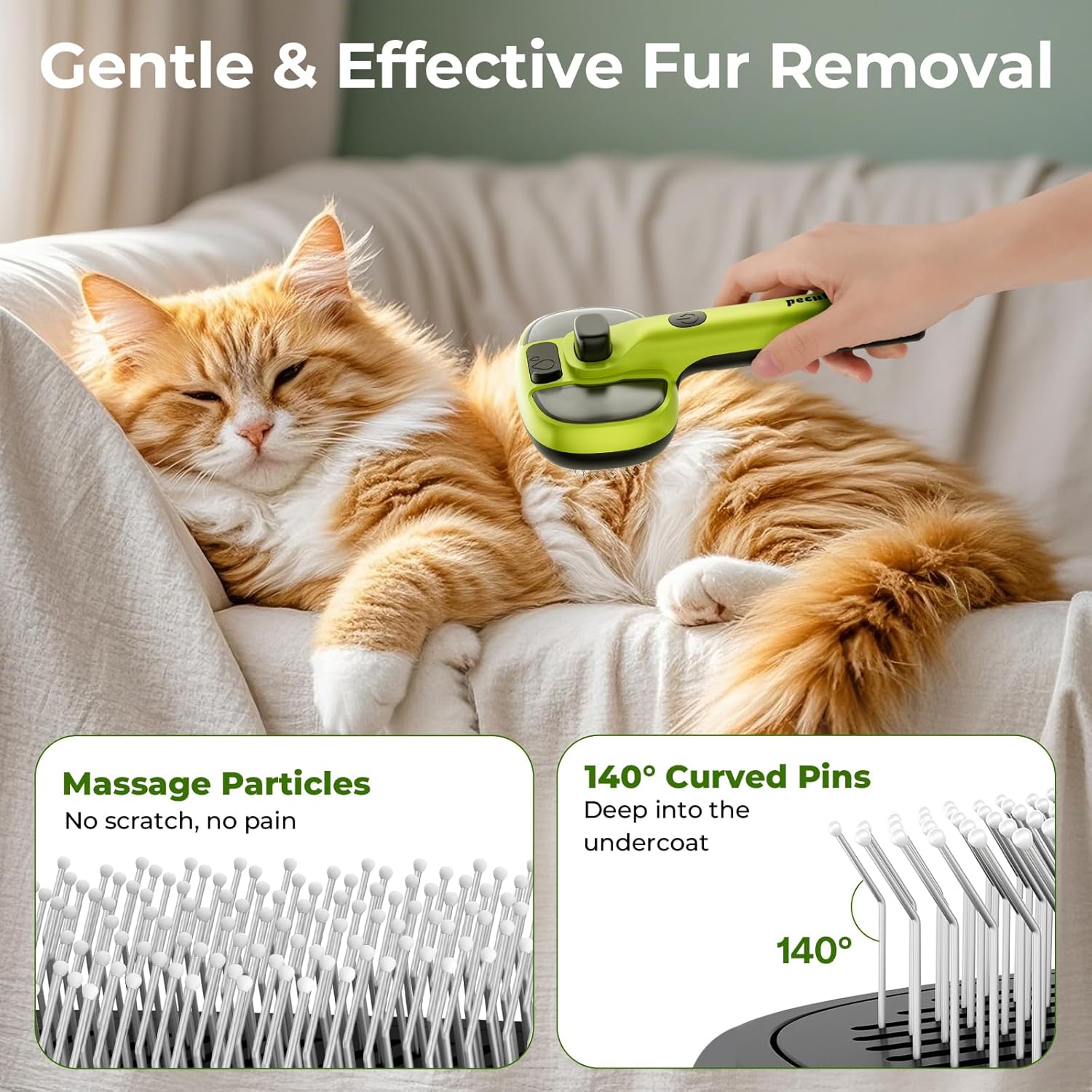 Pecute Cat Steam Brush, Self-Cleaning Steam Cat Brush with 2 Water Spray Modes, Large Capacity Tank, Steaming Renu Dog Brush for Shedding Massaging Grooming, Cool Mist Only - Happypetzone.online - Image 5