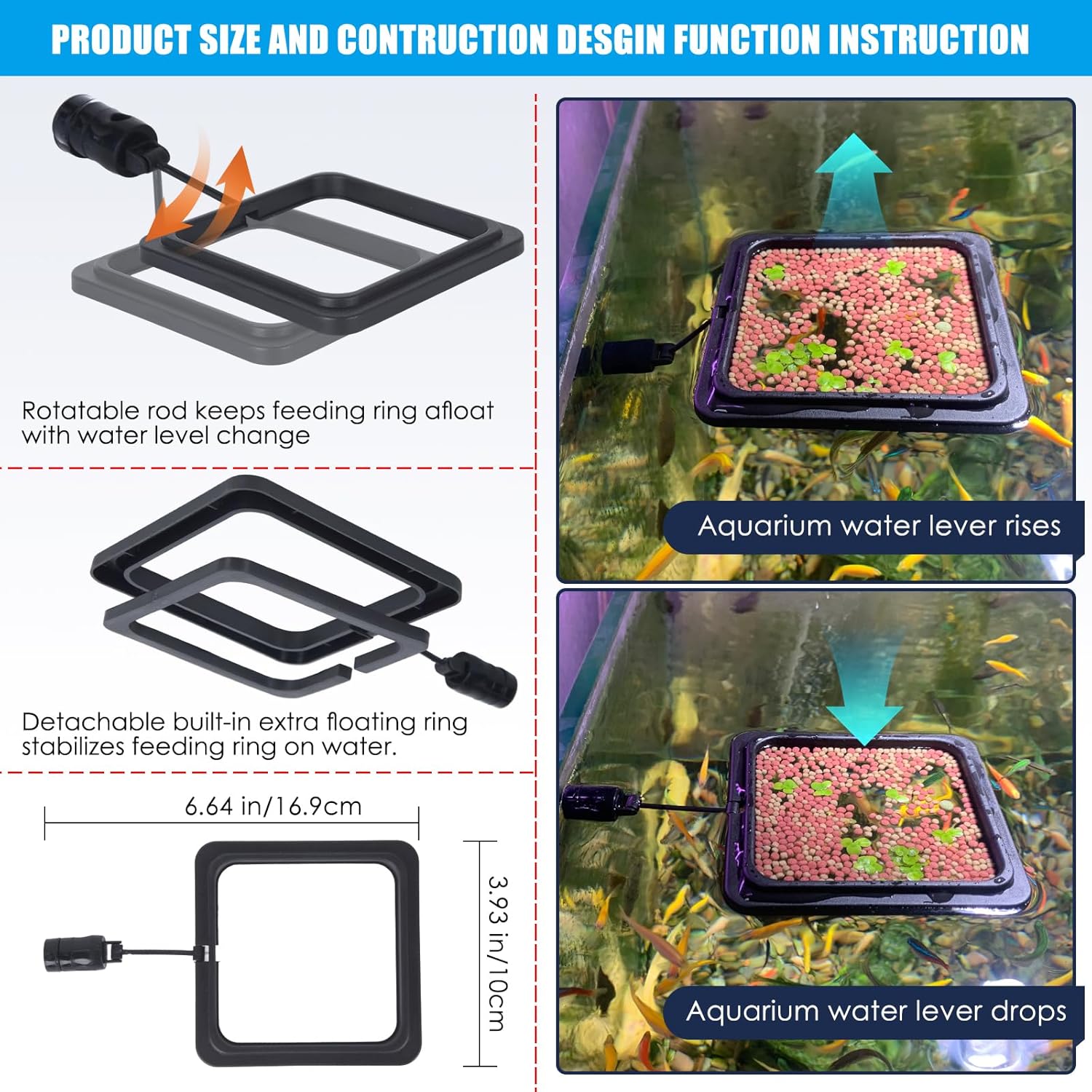 Magnetic Fish Feeding Ring, Floating Aquarium Feeder Ring for Fish Tank,Betta Feeding Ring for Goldfish, Guppy, Fresh/Saltwater Tanks- Prevents Food Scattering and Anti-Falling Off(Patented Product) - Happypetzone.online - Image 4