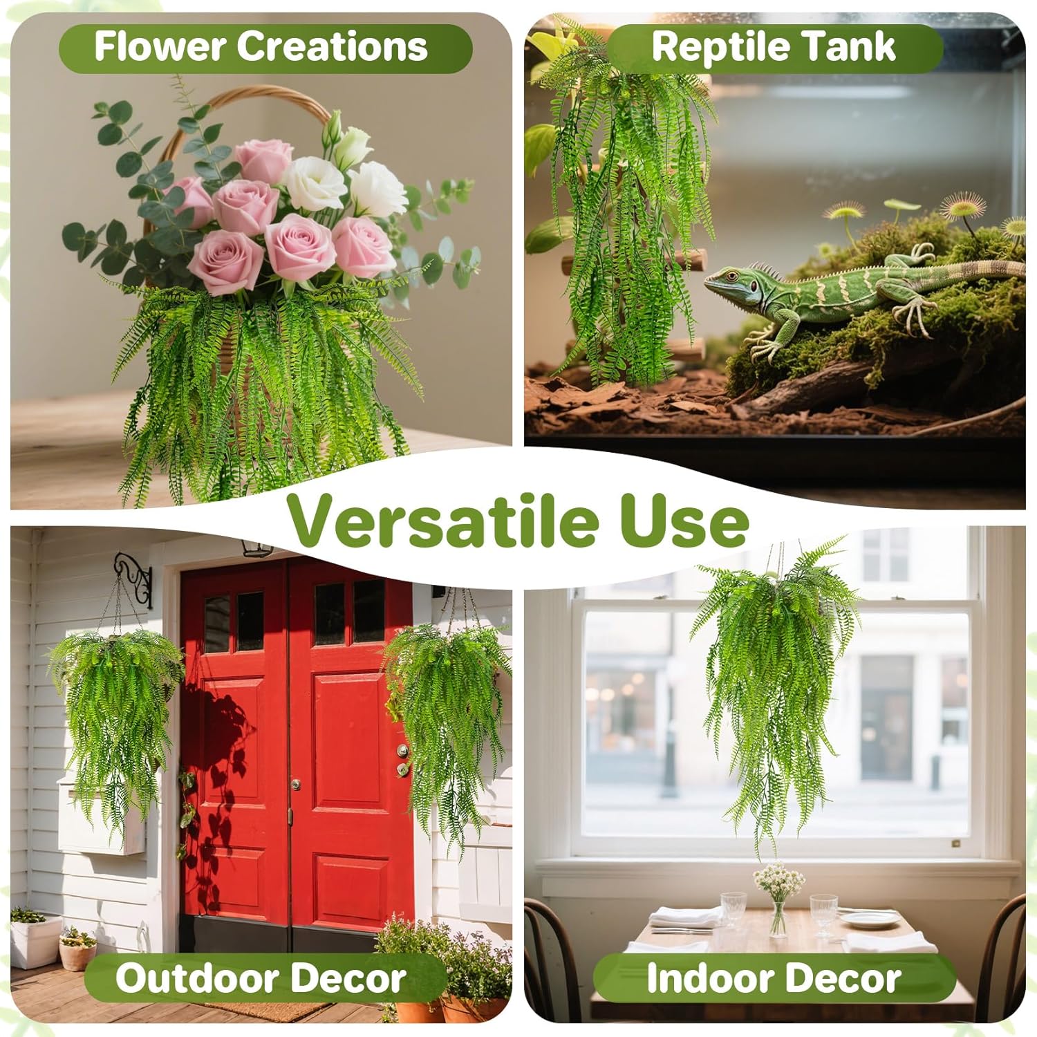 RAINFLOW 3PCS Artificial Terrarium Plants - Lifelike Reptile Habitat Vines, Fake Hanging Plants with Bendable Vine, Reptile Tank Accessories for Bearded Dragon, Chameleon, Lizard Snake Cage Decor - Happypetzone.online - Image 7