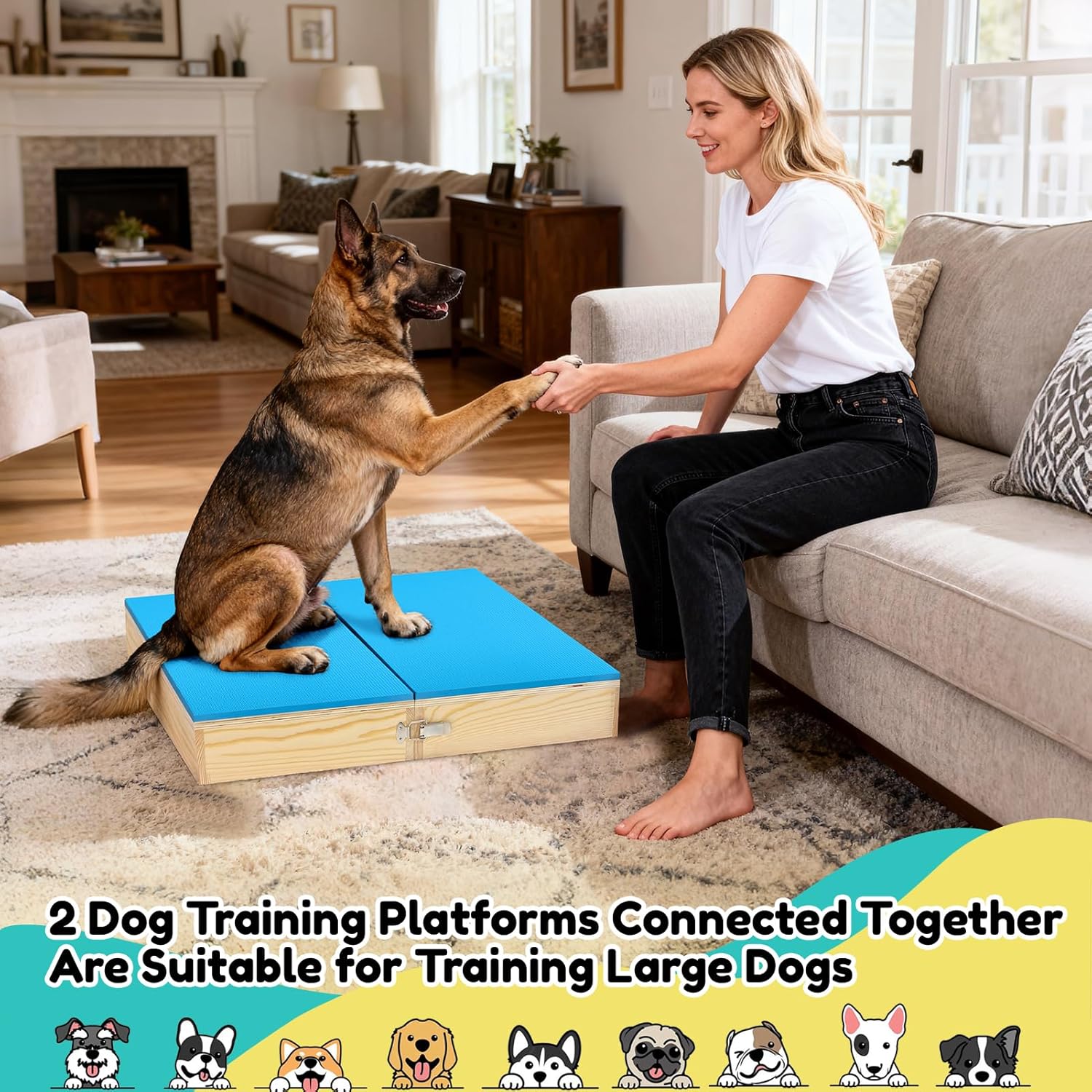 2 PCS Connectable Wooden Dog Training Platform Non-Skid Dog Place Boards with Foaming Surface Puppy Agility Training Equipment for Small and Medium Dogs - Happypetzone.online - Image 7