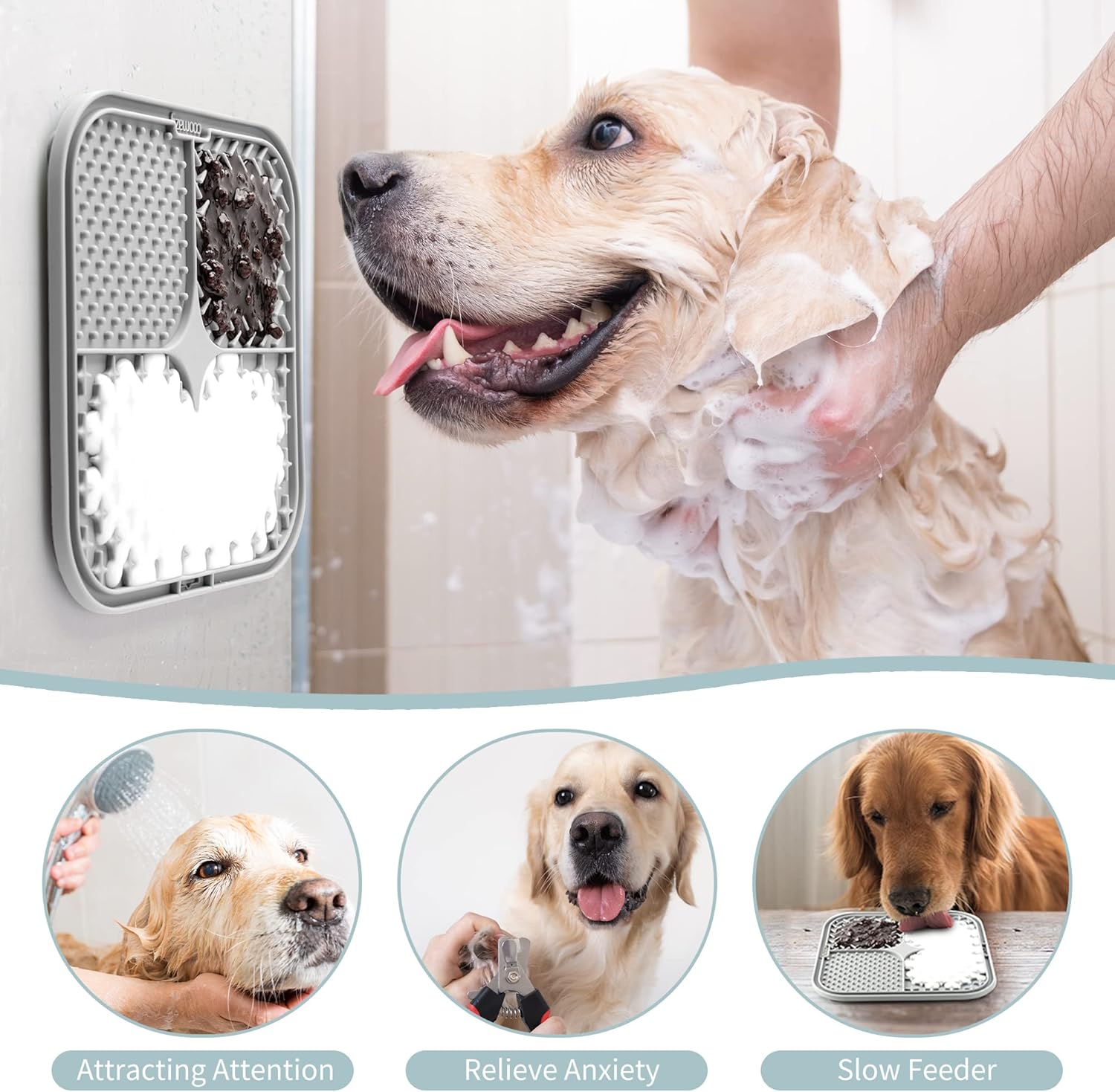Coomazy Lick Mat for Dog and Cat, Slow Feeder & Non-Slip Design, Boredom and Anxiety Reducer, Suitable for Food, Treats, Yogurt, Peanut Butter and Liver Paste, Non-Toxic, 2-Packs - Happypetzone.online - Image 4
