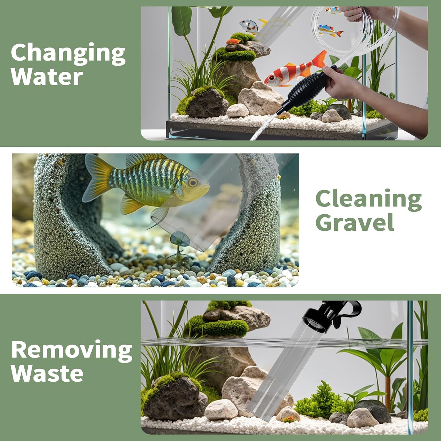 4.3ft Fish Tank Cleaner Aquarium Siphon Gravel Vacuum for Aquarium Fish Tank Changing Water Cleaning Gravel and & Sand - Happypetzone.online - Image 7