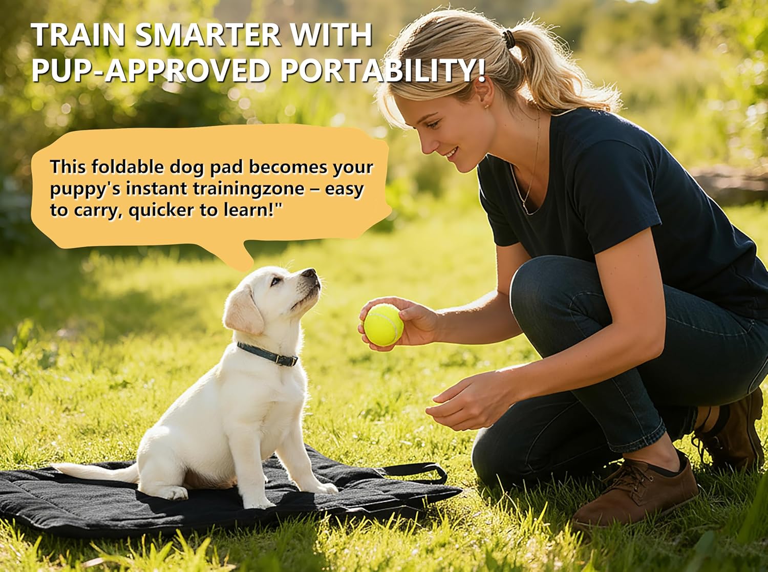 Portable Dog Mat, Waterproof Outdoor Pet Mat for Camping Sleeping, Pet Cushion Pad with Handle for Small Dogs, Outdoor Training Dog Bed for Puppies, Easy to Carry, Super Soft - Happypetzone.online - Image 3