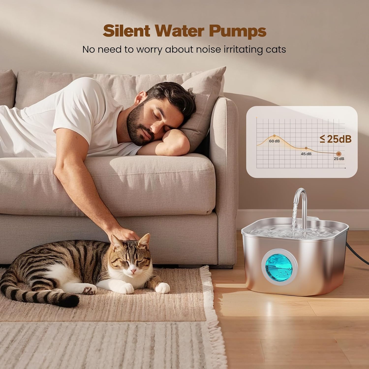 Cat Water Fountain Stainless Steel: Pet Fountains for Cats/Dog Indoor Automatic Waterer Bowls for Drinking Small Animal Water Dispenser Metal Pets Watering Faucet Bottle Auto Kitty Watering Supplies - Happypetzone.online - Image 5