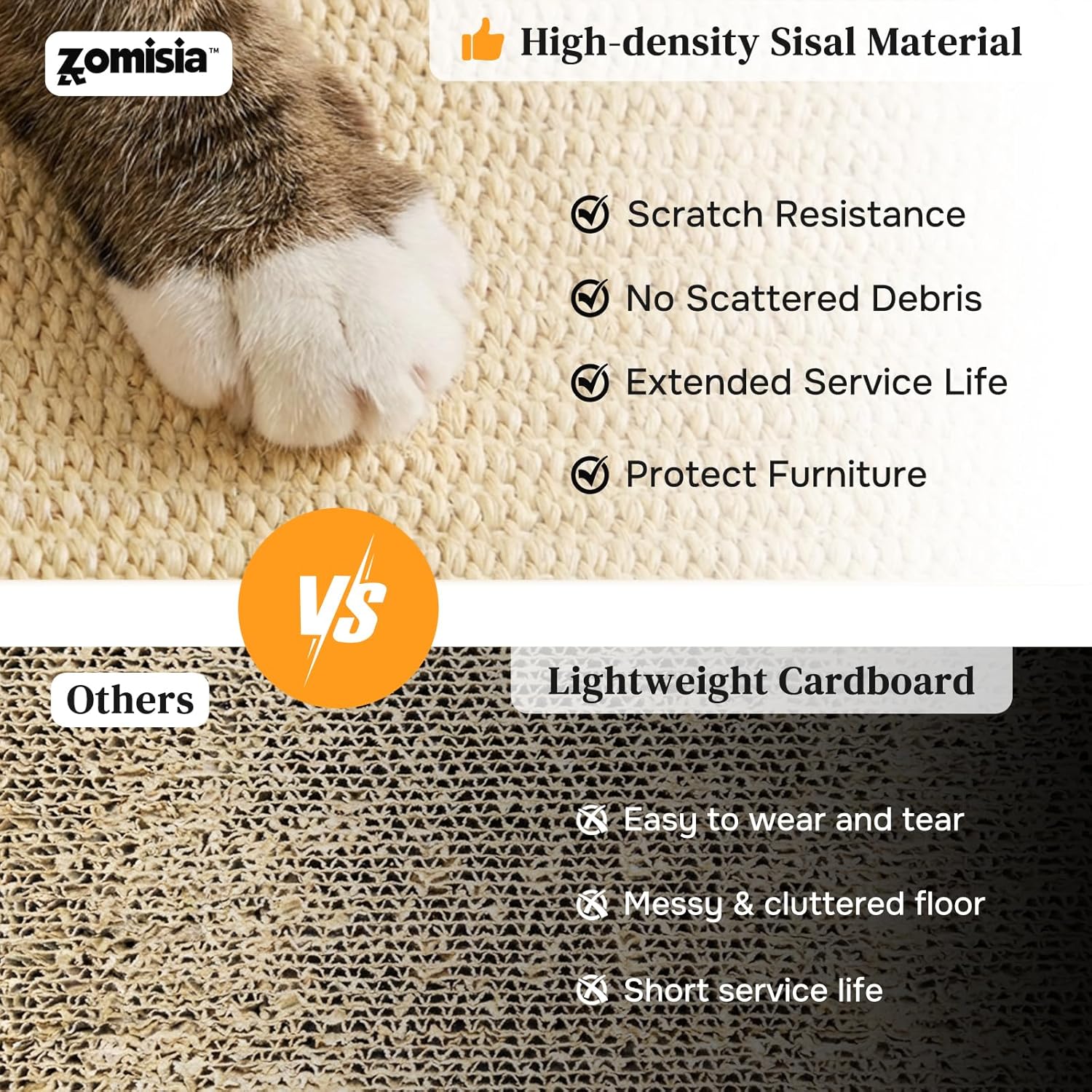 ZOMISIA Cat Scratcher with Ball Track Toy, Sisal Scratch Pad for Indoor Adult Cats, Wooden Interactive Cat Puzzle Toys for Kitten Mental Stimulation Self Play Home Enrichment - Happypetzone.online - Image 4