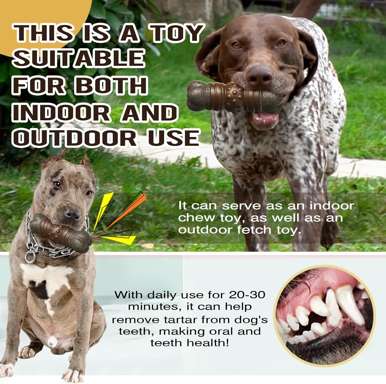 Indestructible Squeaky Dog Chew Toys for Aggressive Chewers, Food Grade Material, Tough Durable Dog Toys for Medium Large Breed (Brown) - Happypetzone.online - Image 6