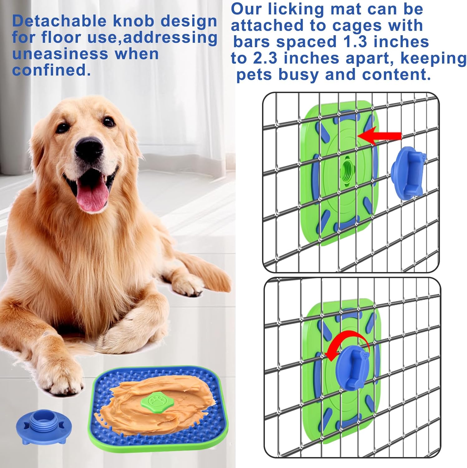 Interactive Licking Mat for Dog Crate,Feeder Pad, Boredom&Anxiety Relief, Peanut Butter & Yogurt Lick Plate, Safe Soft Treat Dog Training Gift with Silicone Spatula&Brush (Mixed 3 Pcs Pack) - Happypetzone.online - Image 2