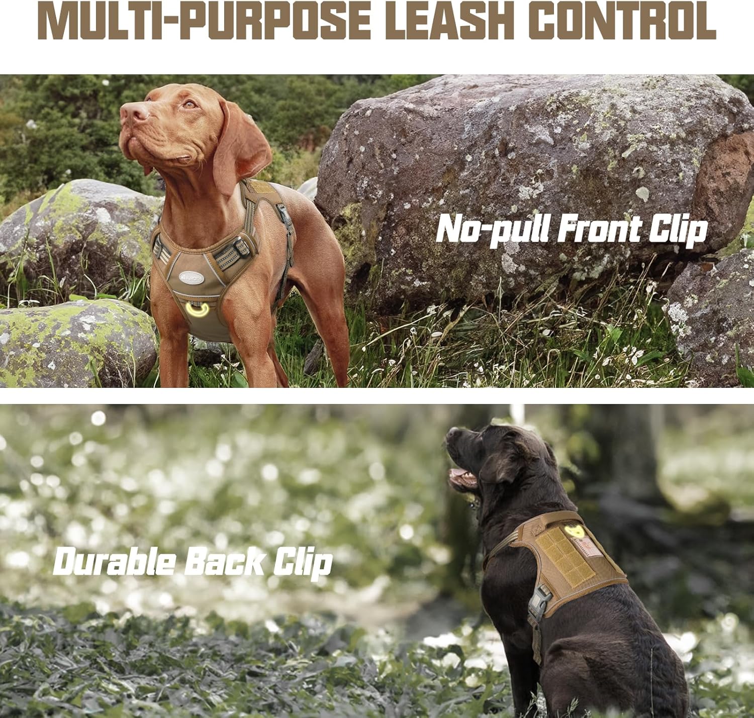Auroth Tactical Dog Harness for Large Dogs No Pull Adjustable Pet Harness Reflective K9 Working Training Easy Control Pet Vest Military Service Dog Harnesses Army Yellow L - Happypetzone.online - Image 3