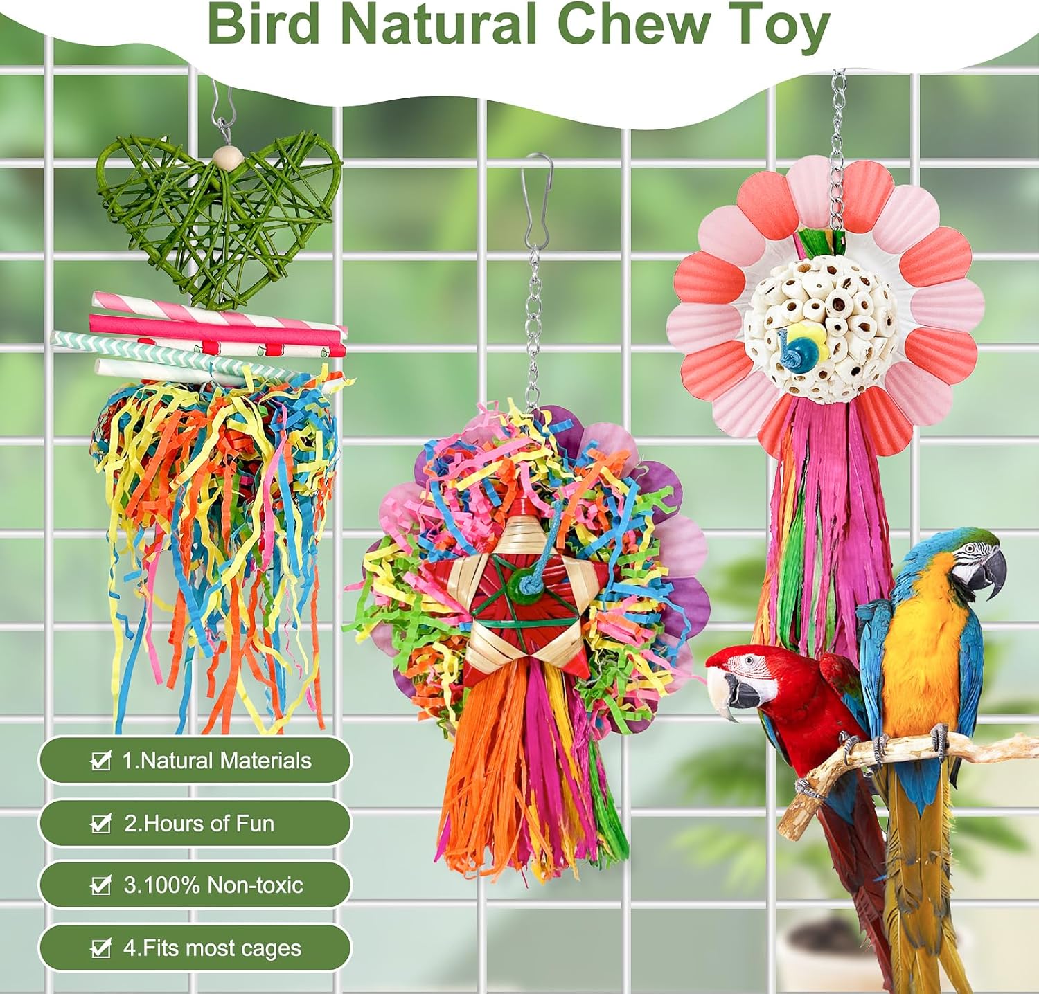 Bird Toys, 3PCS Natural Corn Cob Bird chew Toys Bird Foraging Toys for Small Medium Parrots, Conures, Cockatiel, Lovebird Cockatiel - Happypetzone.online - Image 5