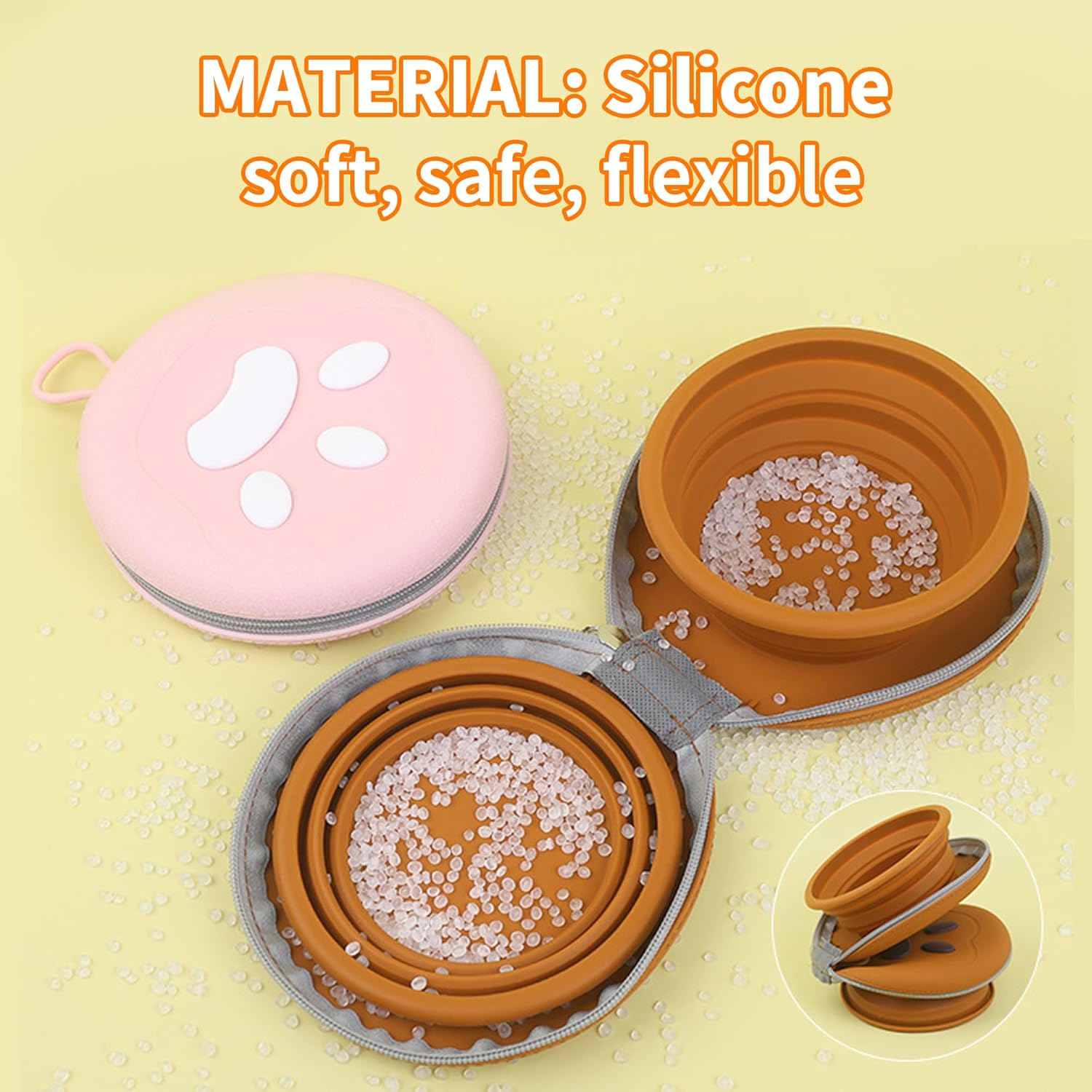 Collapsible Dog Bowls, 2-in-1 Pet Portable Travel Double Bowl Water Food Feeder Traveling Camping & Walking 25oz Pink - Happypetzone.online - Image 6