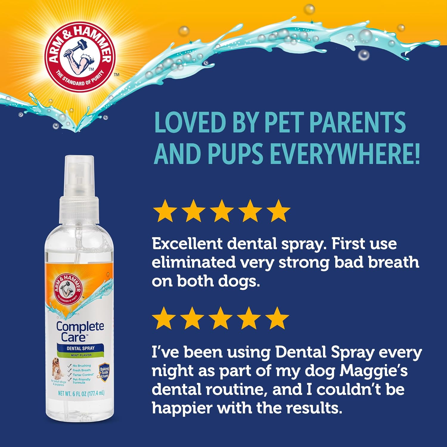 Arm & Hammer Complete Care Brushless Dental Kit for Dogs – Includes No-Brush Oral Gel + Dog Dental Spray, Fresh Breath, Tartar Control, Baking Soda Enhanced Dental Dog Supplies, 4 Fl Oz Each - Happypetzone.online - Image 12