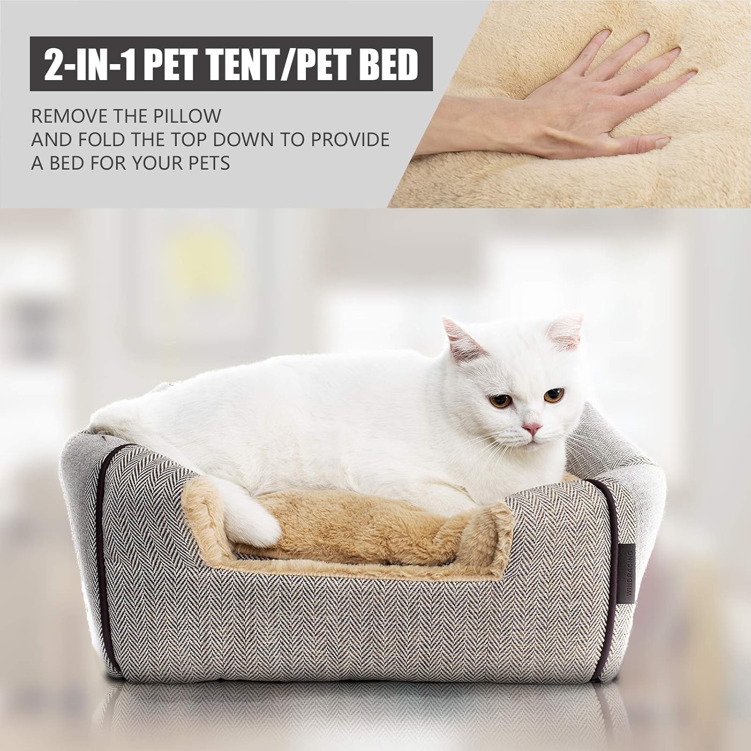 WINDRACING Cat Bed for Indoor Cats - Cat Cave Beds Cat House Cat Tent with Removable Washable Cushioned Pillow, Soft Kitten beds,Cat Beds & Furniture, for Small and Medium Pet Bed - Happypetzone.online - Image 2