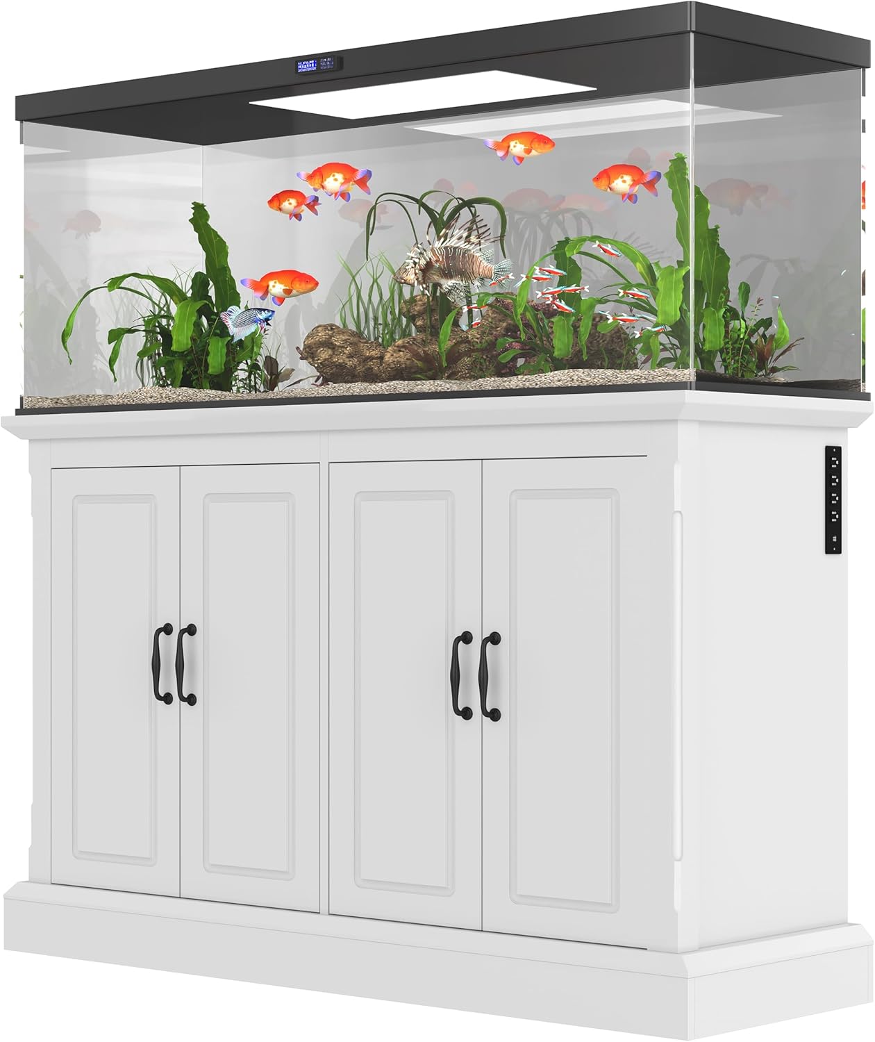 55-75 Gallon Fish Tank Stand with Power Outlet and 4 Cabinets, White Aquarium Stand with 4 AC 2 USB Ports, Heavy Duty Reptile Terrarium Cabinet, 880LBS Capacity, Aquarium Not Included - Happypetzone.online - Image 9