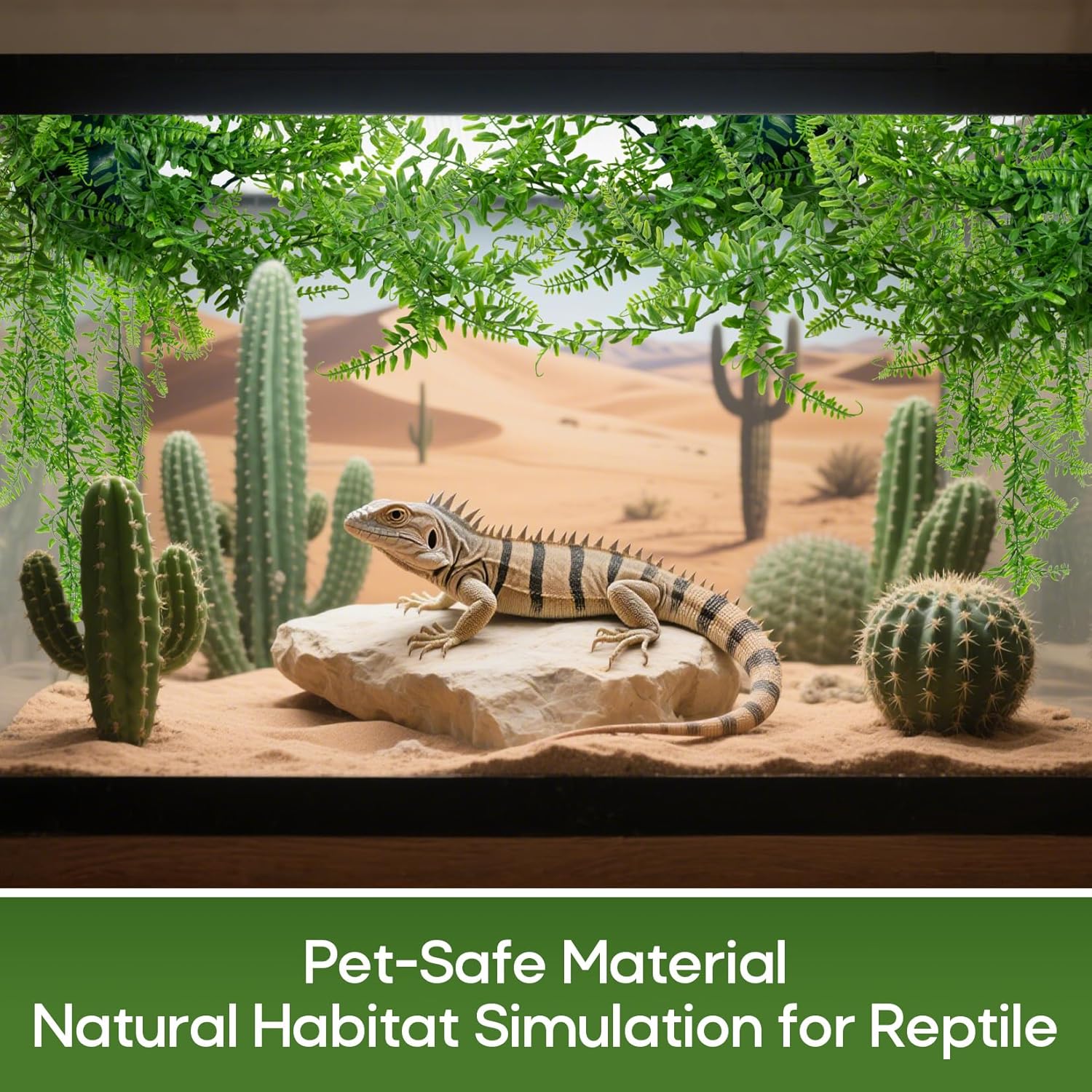 RAINFLOW 2PCS Reptile Plants for Terrarium - Fake Hanging Terrarium Plants, Artificial Boston Fern for Bearded Dragon Snake Geckos Hermit Crab Lizard Chameleon Turtle Reptile Decor(L30 xW5.1) - Happypetzone.online - Image 5