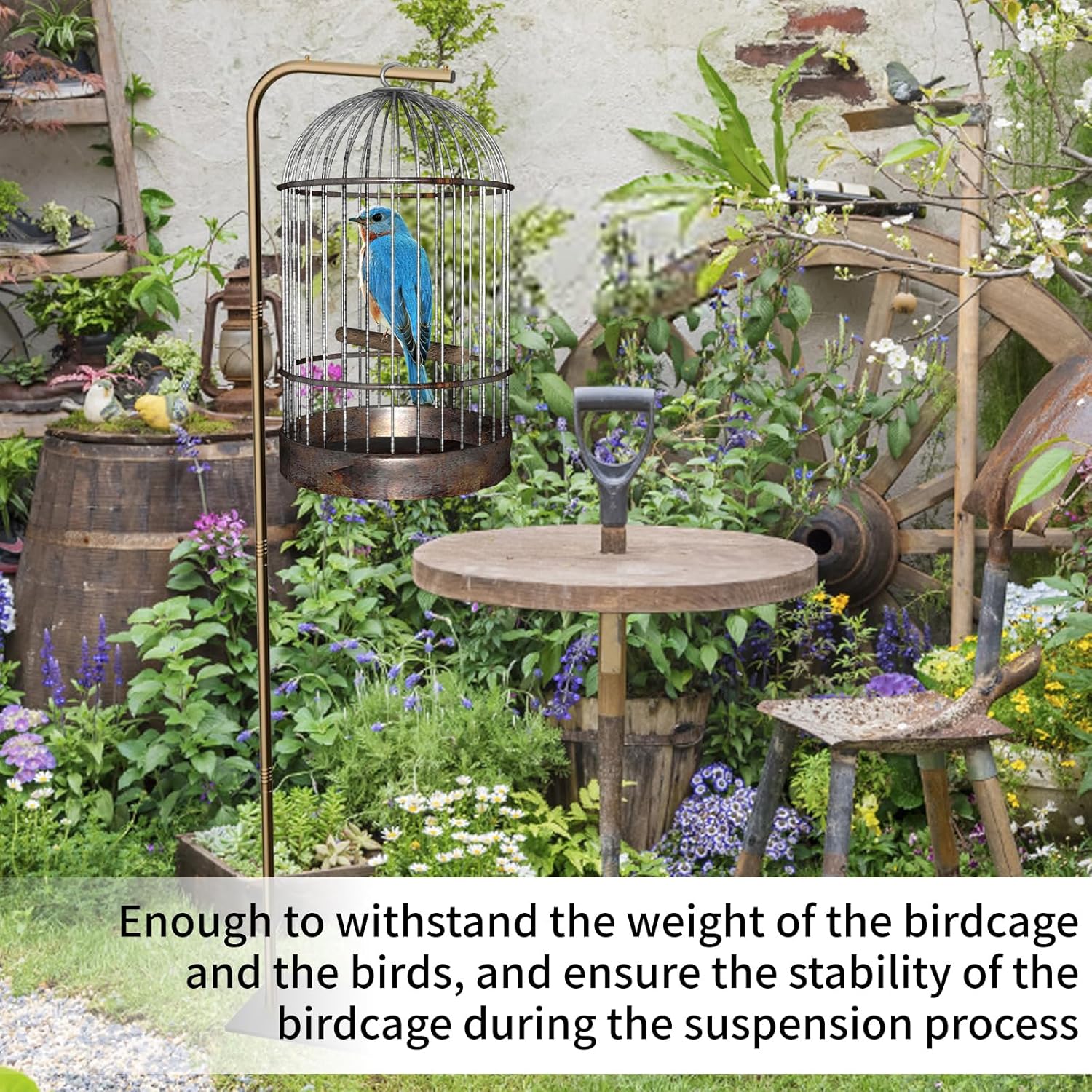 TBTFW 67 Inch High Hanging Bird Cage, Bird Cage Stand, Feeder Stand with Base, Suitable for Hanging Various Types of Birdcages(Weight Limit: Within 35 Pounds) - Happypetzone.online - Image 5