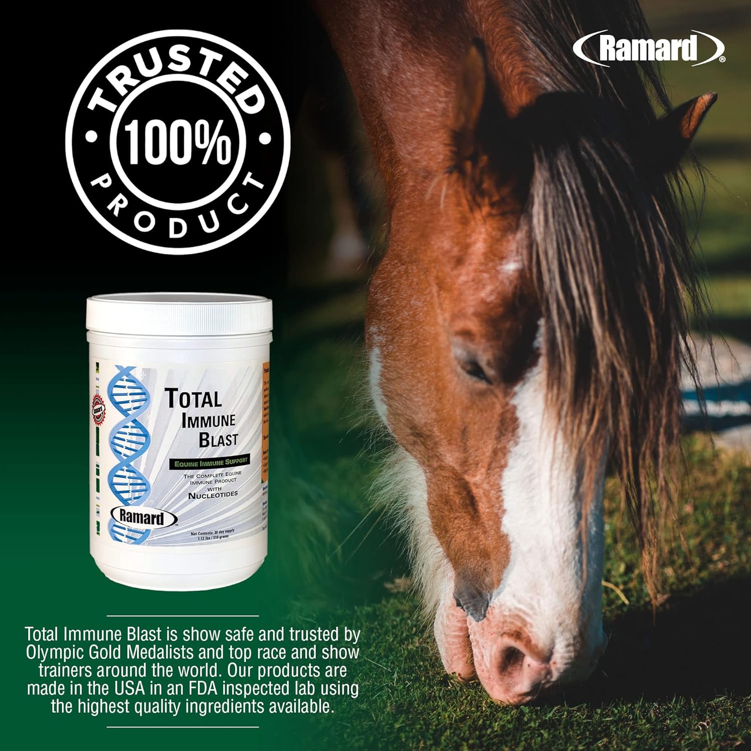 Ramard Total Immune Blast - Equine Immune Support, Horse Vitamin & Powder Supplement w/Zinc, Selenium, Omega 3, Omega 6 & Vitamins w/Nucleotides, Equine Powder & Supplements 1.12 lbs. 30 Days Supply - Happypetzone.online - Image 7