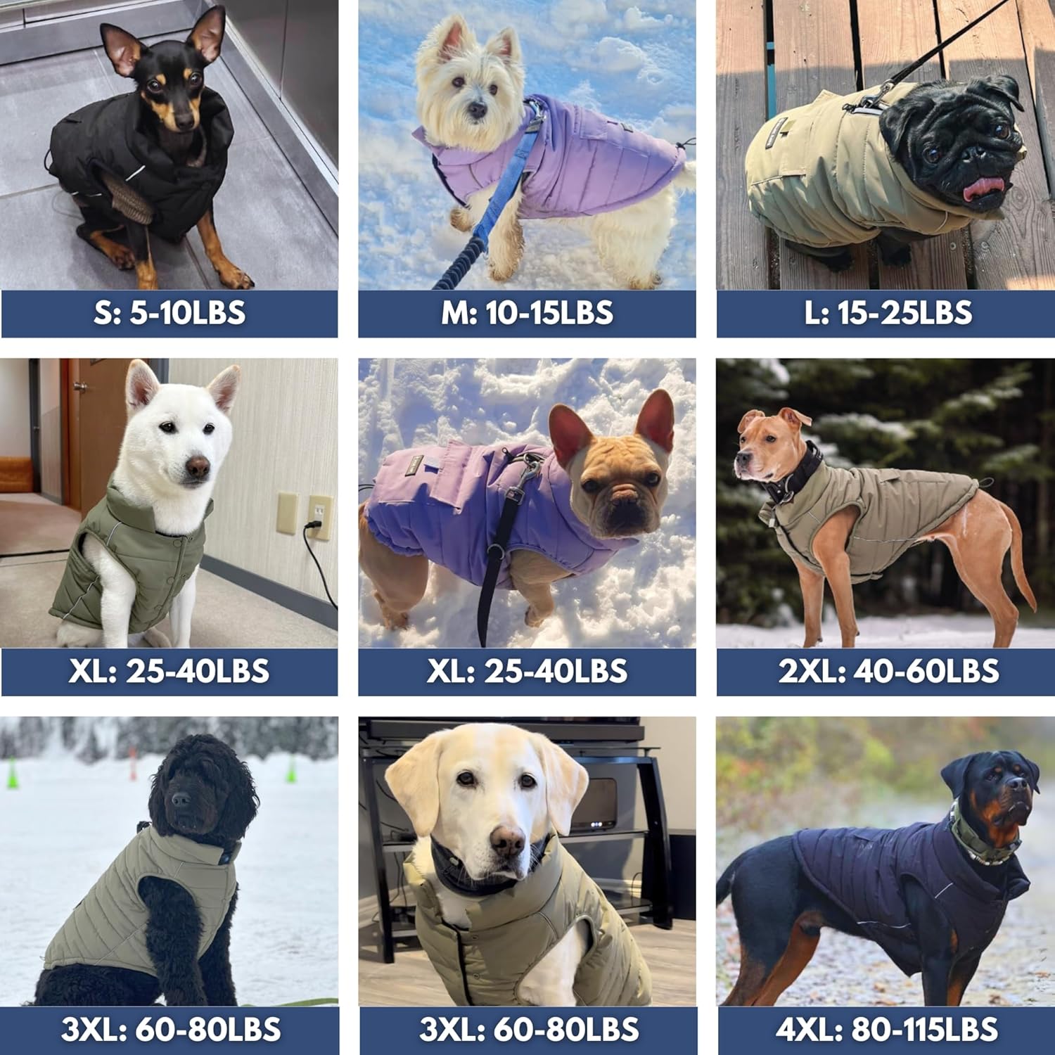 Spark Paws Dog Winter Jacket, Water-Resistant Coat, Warm Reflective Windproof Fleece-Interior, for Medium and Large Dogs - Olive - L - Happypetzone.online - Image 2