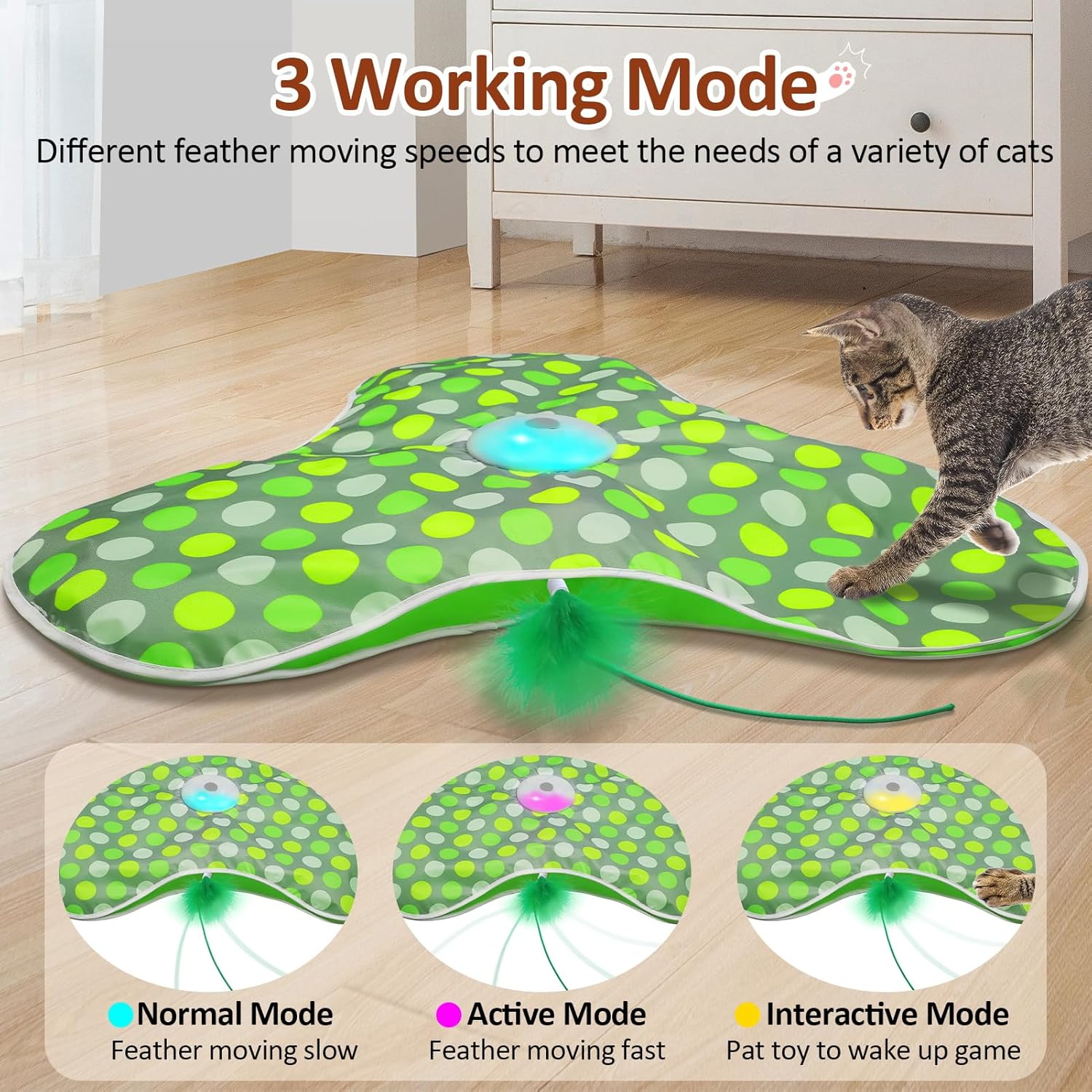 Sofolor Interactive Cat Toy, Automatic Cat Toys for Indoor Cats, Hide and Seek Cat Toy with Motion Activated, Moving Feather, Chirping, USB Rechargeable - Happypetzone.online - Image 4
