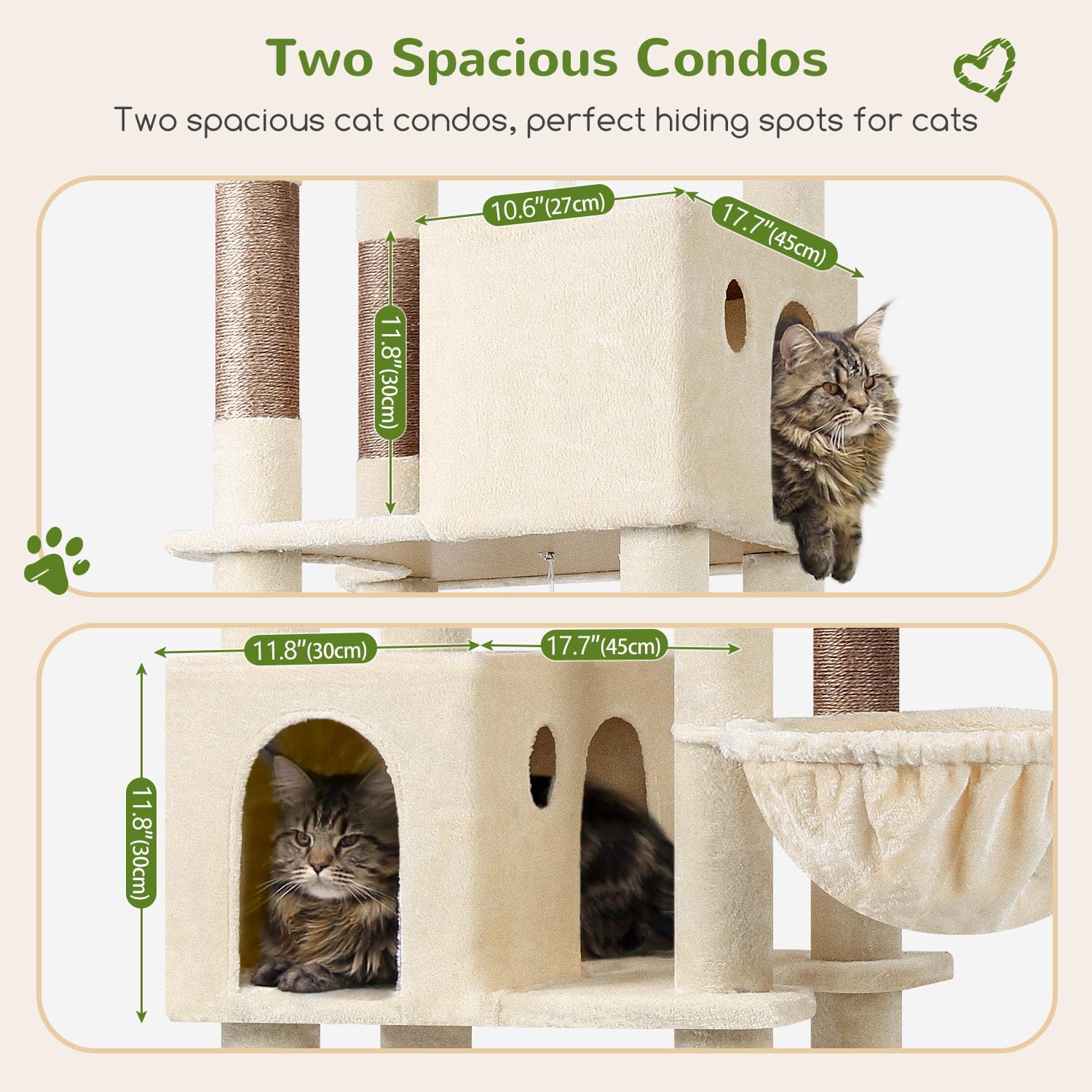 Globlazer Giant Cat Tree, 83 inch Cat Tree for Indoor Cats Large Adult, XXL Cat Tower with 9 Scratching Posts for 20lb+ Heavy Duty Large Adult Cats, F83, Beige - Happypetzone.online - Image 3