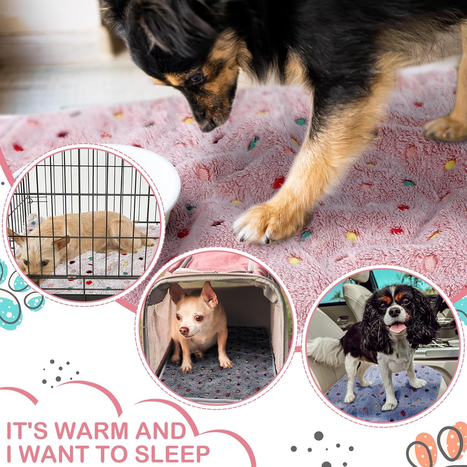 Tudomro 8 Pcs Guinea Pig Blankets Washable Small Pet Fleece Bedding Cage Liners Double Sided Pet Reusable Sleep Mat Pad Cover for Ferret Chinchilla Furniture Protection(Dot,12 x 12 Inch) - Happypetzone.online - Image 3