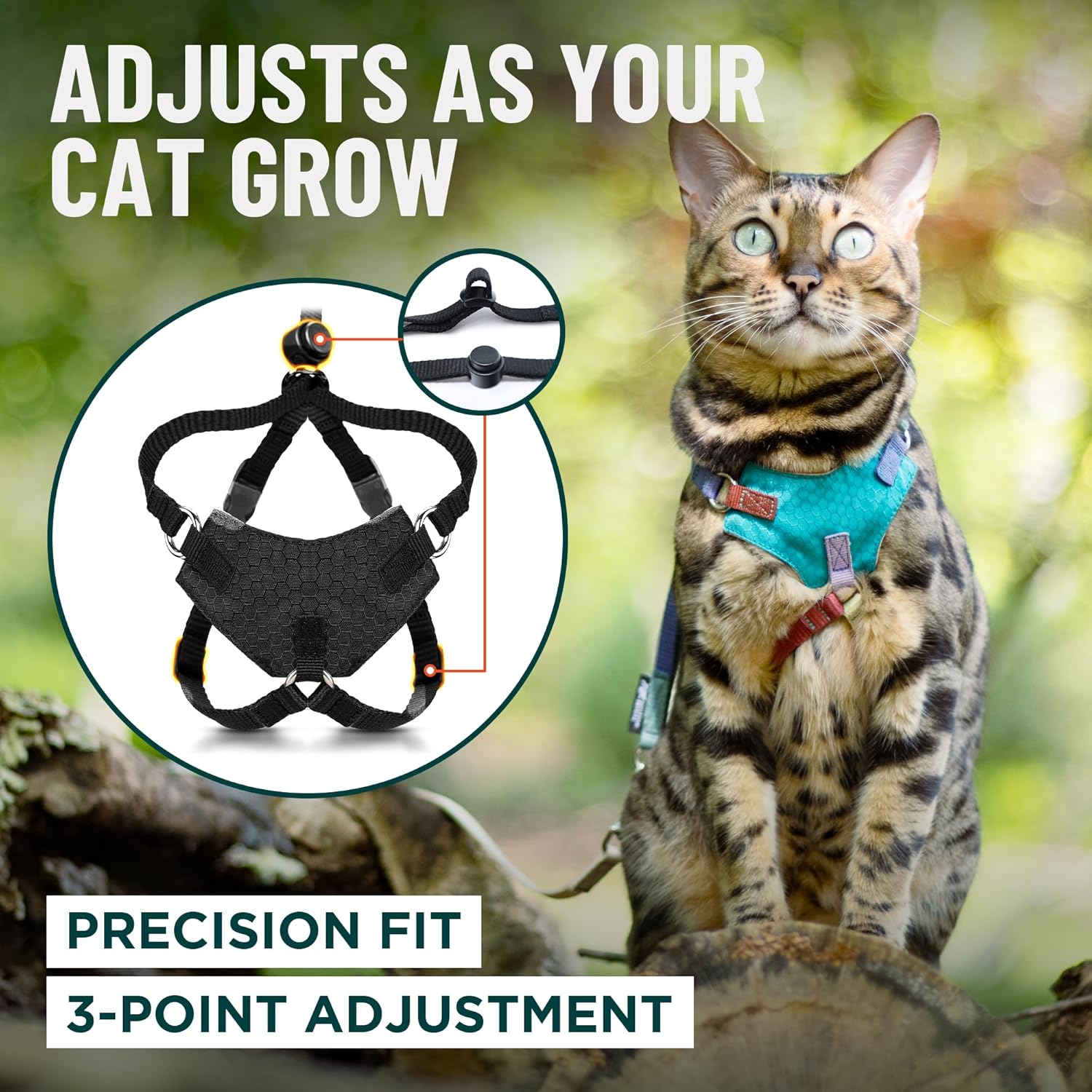 Houdini™ Escape Proof Cat Harness and Leash Set by OutdoorBengal – Black, Medium Cat Harness for Walking - Happypetzone.online - Image 6