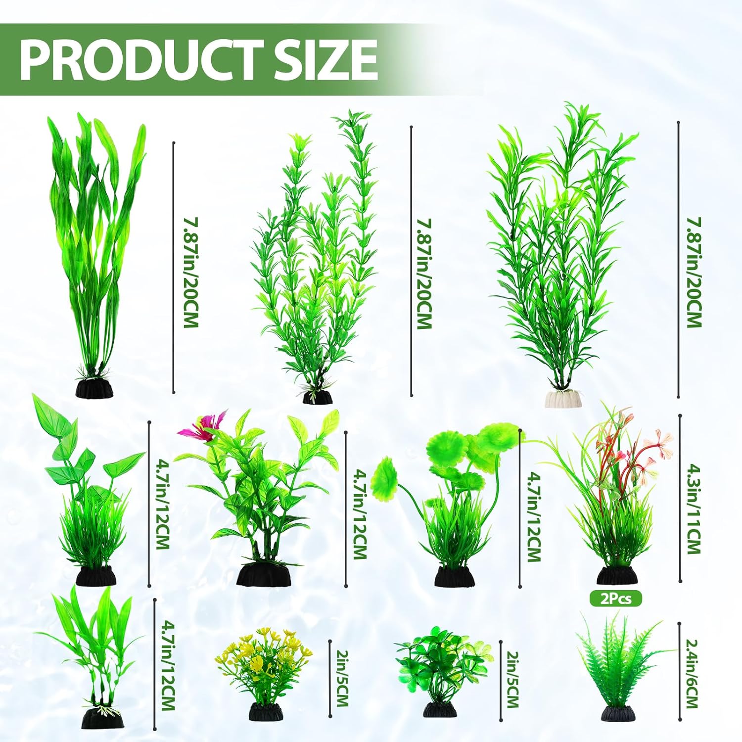 CousDUoBe 12pcs Fish Tank Accessories Aquarium Decorations Green Plants, Green Fish Tanks Decoration Plants, Fish Tank Decor, Aquarium Decor Plastic Plants - Happypetzone.online - Image 2