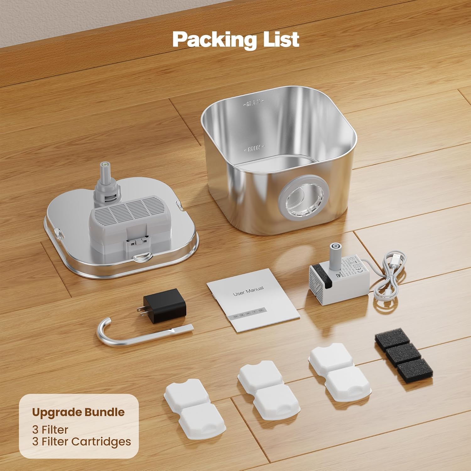 Cat Water Fountain Stainless Steel: Pet Fountains for Cats/Dog Indoor Automatic Waterer Bowls for Drinking Small Animal Water Dispenser Metal Pets Watering Faucet Bottle Auto Kitty Watering Supplies - Happypetzone.online - Image 9