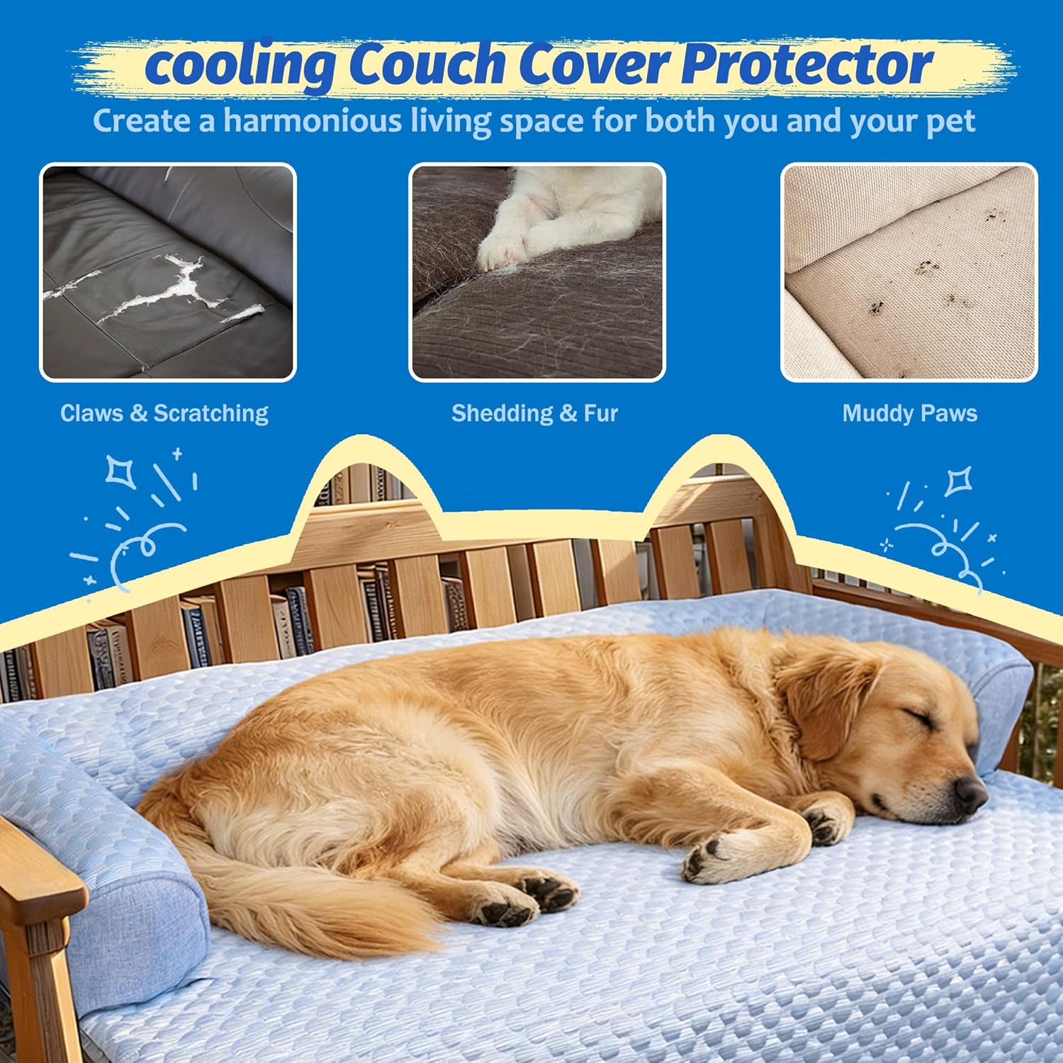 WATANIYA PET Cooling Dog Bed, Washable Cooling Mat for Large Dogs with Removable Cover, Self Cooling Couch Cover for Dog, Non-Slip Dog Couch Bed, 41x37 Inch, Blue - Happypetzone.online - Image 6