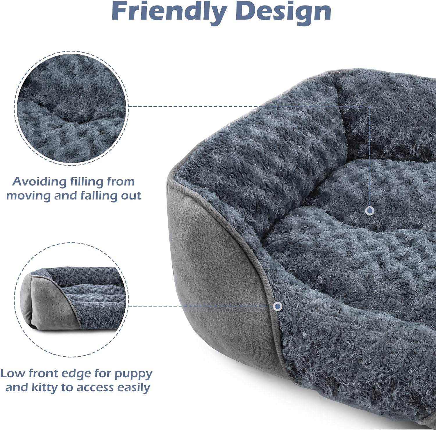 INVENHO Rectangle Washable Orthopedic Dog Bed for Small, Medium and Large Dogs, Soft Calming, Sleeping Puppy Bed Durable Pet Cuddler with Anti-Slip Bottom, S (20"x19"x6") - Happypetzone.online - Image 5