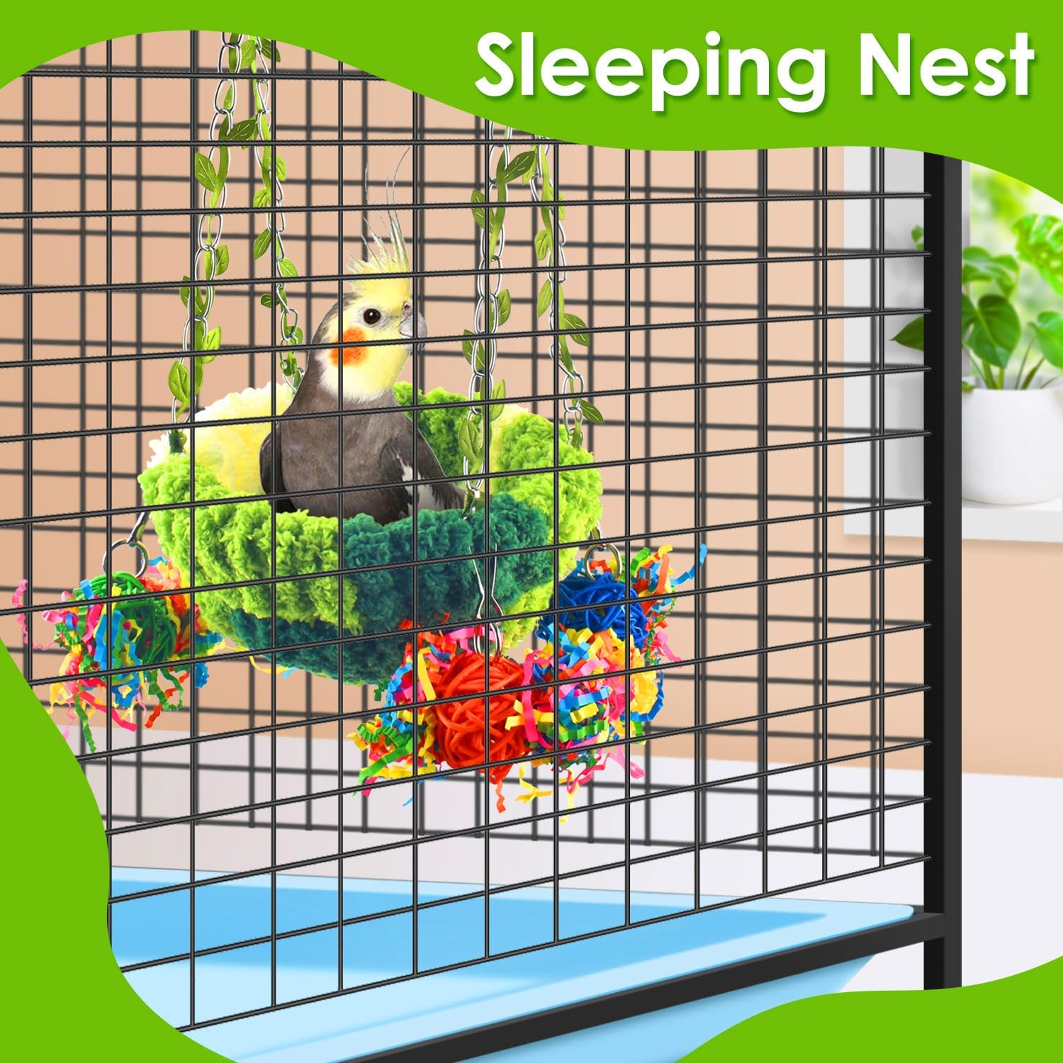 KATUMO Bird Nest, Conure Breeding Bed Parrotlet Snuggle Nest Lovebird Bed Bird Swing Bed for Small Birds, Size Small - Happypetzone.online - Image 7