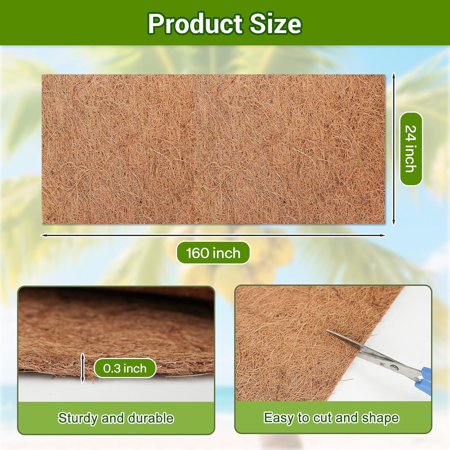 Coco Liner Roll 24x160 Inch, Natural Coconut Liners for Planter Flower Basket, Thick Coco Fiber Mat for Hanging Basket, Garden Decoration, Animal Pet Pads, Reptile Carpet - Happypetzone.online - Image 7