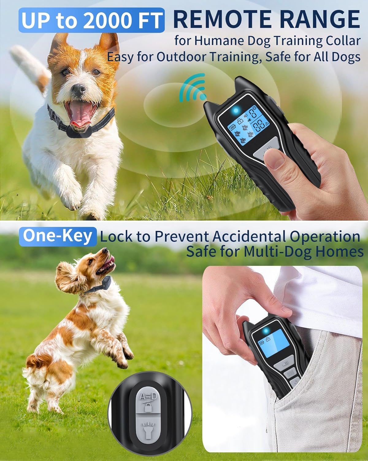 Dog Training Collar with Remote, Waterproof IPX7 E Collar for Dogs, Beep and Vibration Modes, Safe and Humane Training, 2000FT Range, Rechargeable, Fits Small Medium Large Dogs 15–120 lbs (Grey) - Happypetzone.online - Image 5