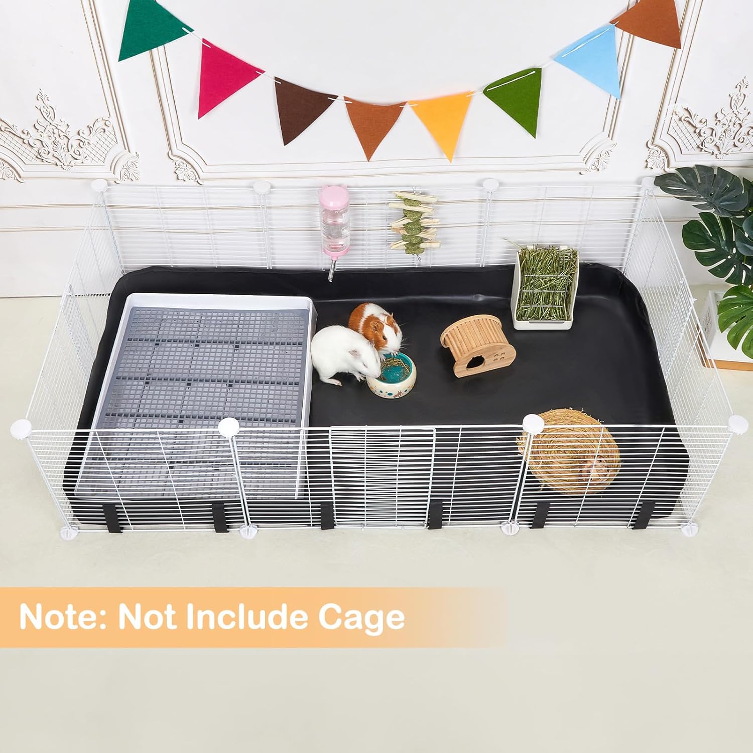 Glittme Guinea Pig Cage Liner, Waterproof Liner for Guinea Pigs, Guinea Pig Bedding with Tarp Bottom for Grid Cage, Cage Liners for Guinea Pig, Bunny, Hamster, Rabbit,Not Include Cage,47 * 24 inches - Happypetzone.online - Image 2