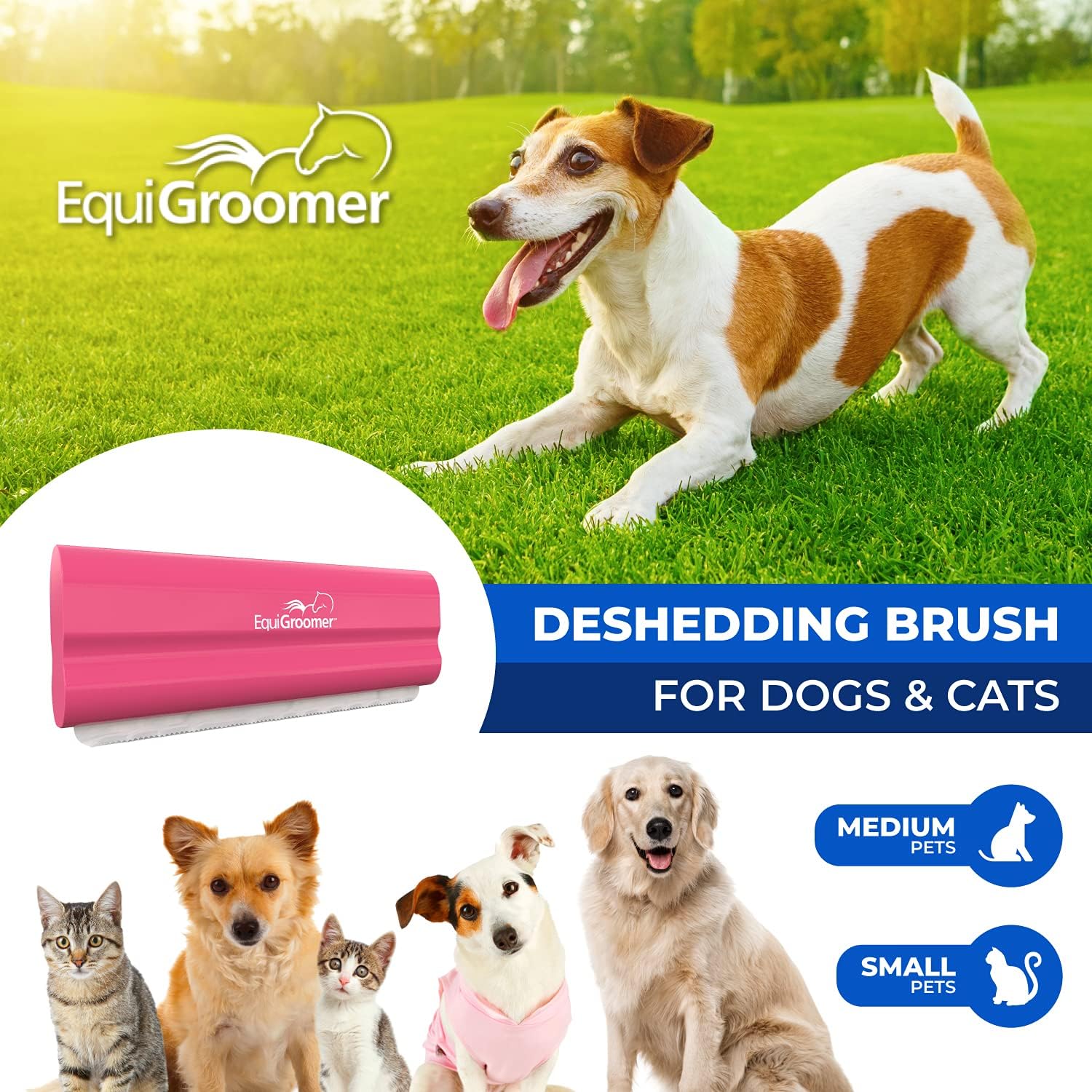 EasyGroomer Deshedding Brush for Dogs & Cats – Undercoat Grooming Tool for Short & Long Hair, Removes Loose Fur & Dirt, Reduces Shedding for Small & Large Pets, Pink - Happypetzone.online - Image 2