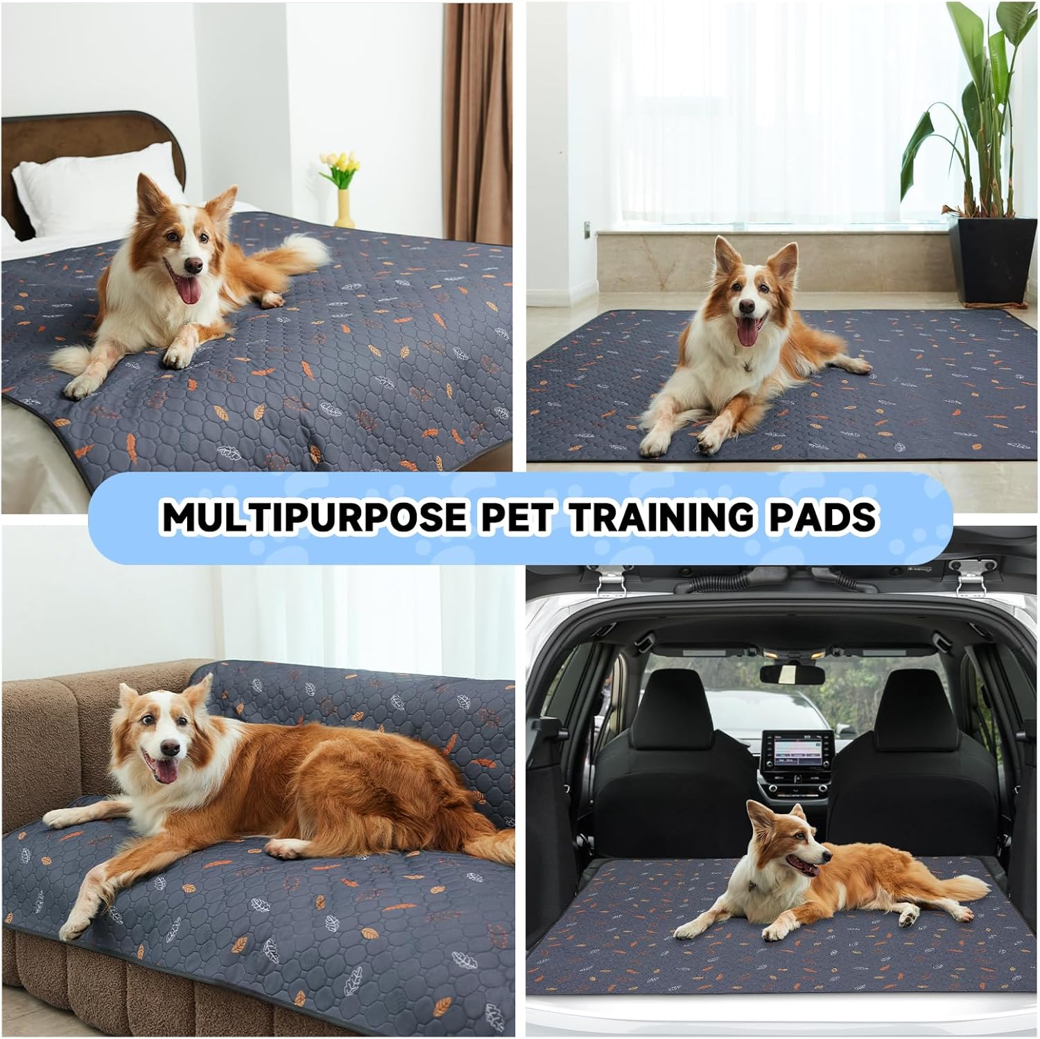 Sunheir Washable Pee Pads for Dogs , Thick Heavy Absorbency Reusable, Prevent Leakage, Waterproof , Non-Slip Pee Pads for Puppy Playpen, Crate, Whelping Box, Potty Training, Grey, 2 packs - Happypetzone.online - Image 5
