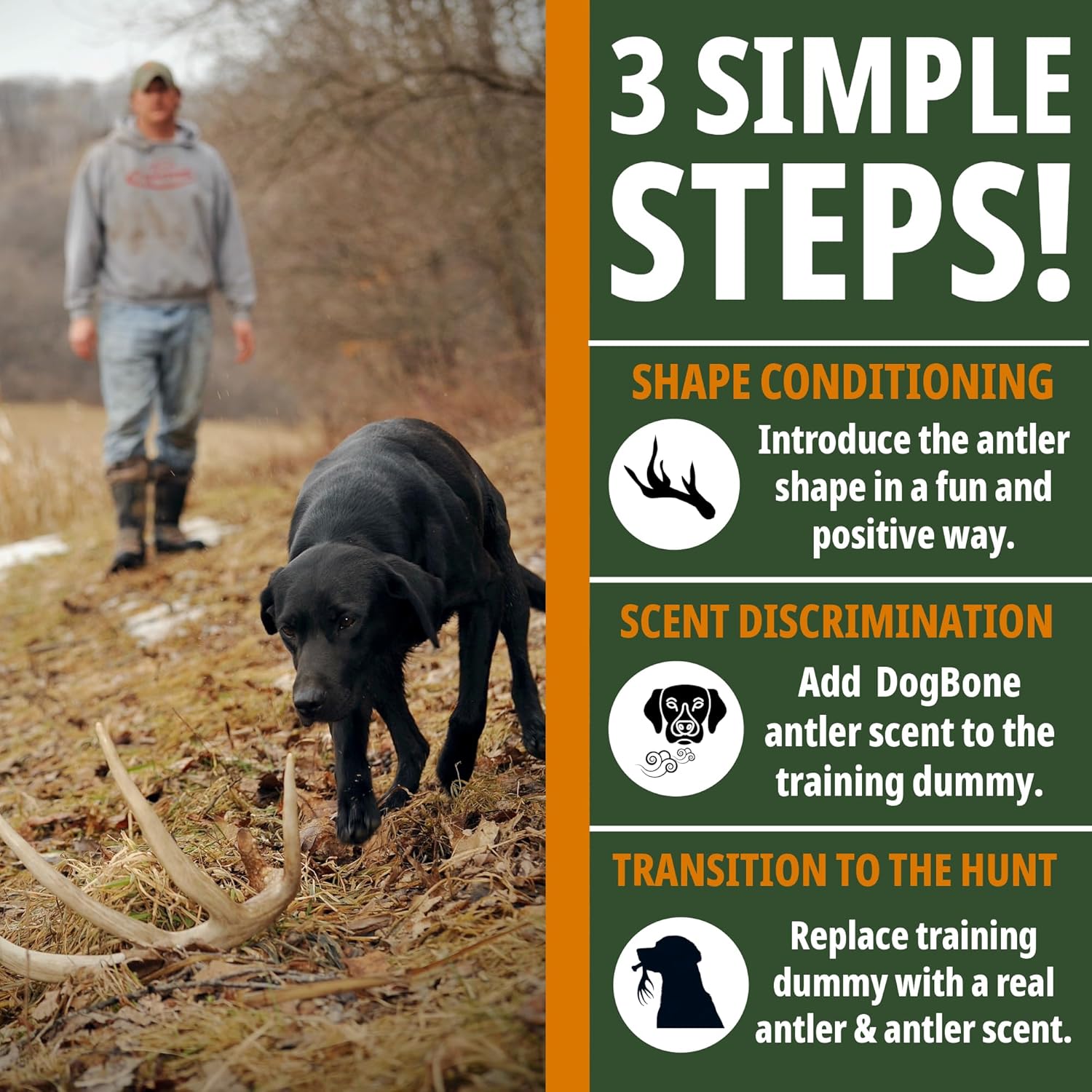 DogBone Shed Hunting Dog Training Kit – Train Your Puppy to Find Deer Antlers - Includes 2 oz Scent for Nosework & Flexible Floating Dummy for Retrieving - Perfect for Whitetail Hunters - Happypetzone.online - Image 5