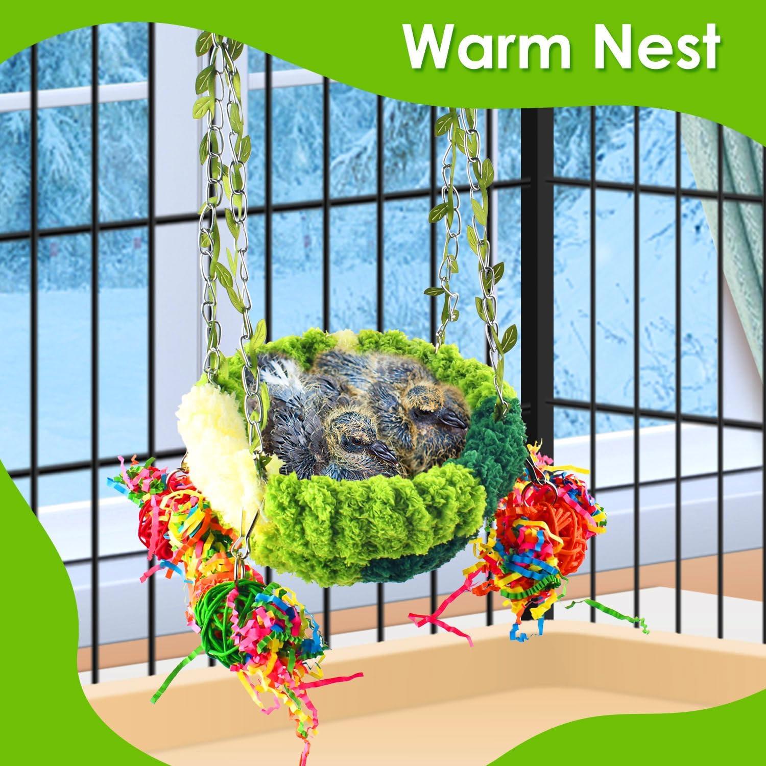 KATUMO Bird Nest, Conure Breeding Bed Parrotlet Snuggle Nest Lovebird Bed Bird Swing Bed for Small Birds, Size Small - Happypetzone.online - Image 5