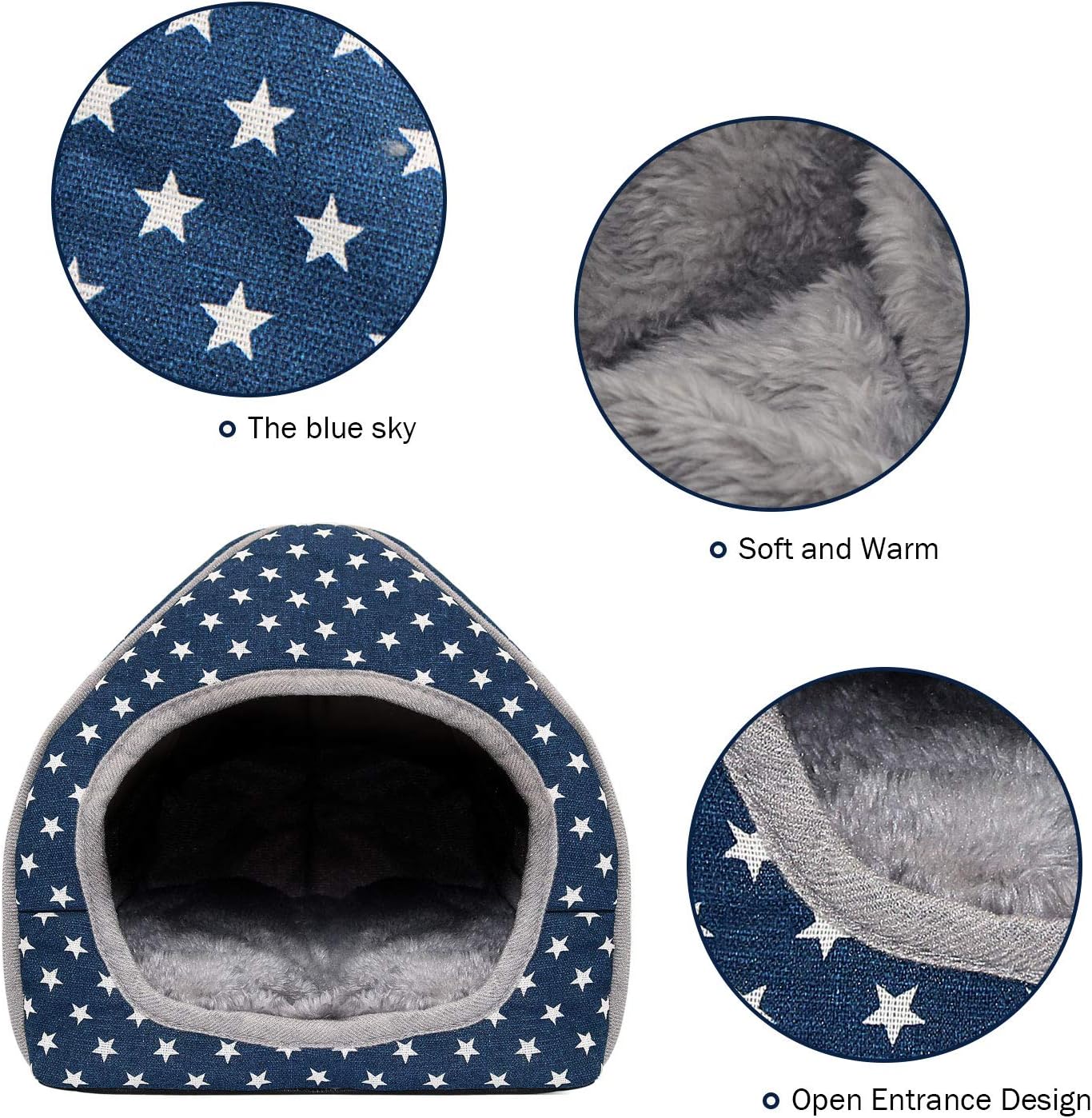 BWOGUE Guinea Pig House Bed Cozy Hamster Cave Large Hideout for Dwarf Rabbits Hedgehog Bearded Dragon Winter Nest Hamster Cage Accessories - Happypetzone.online - Image 3