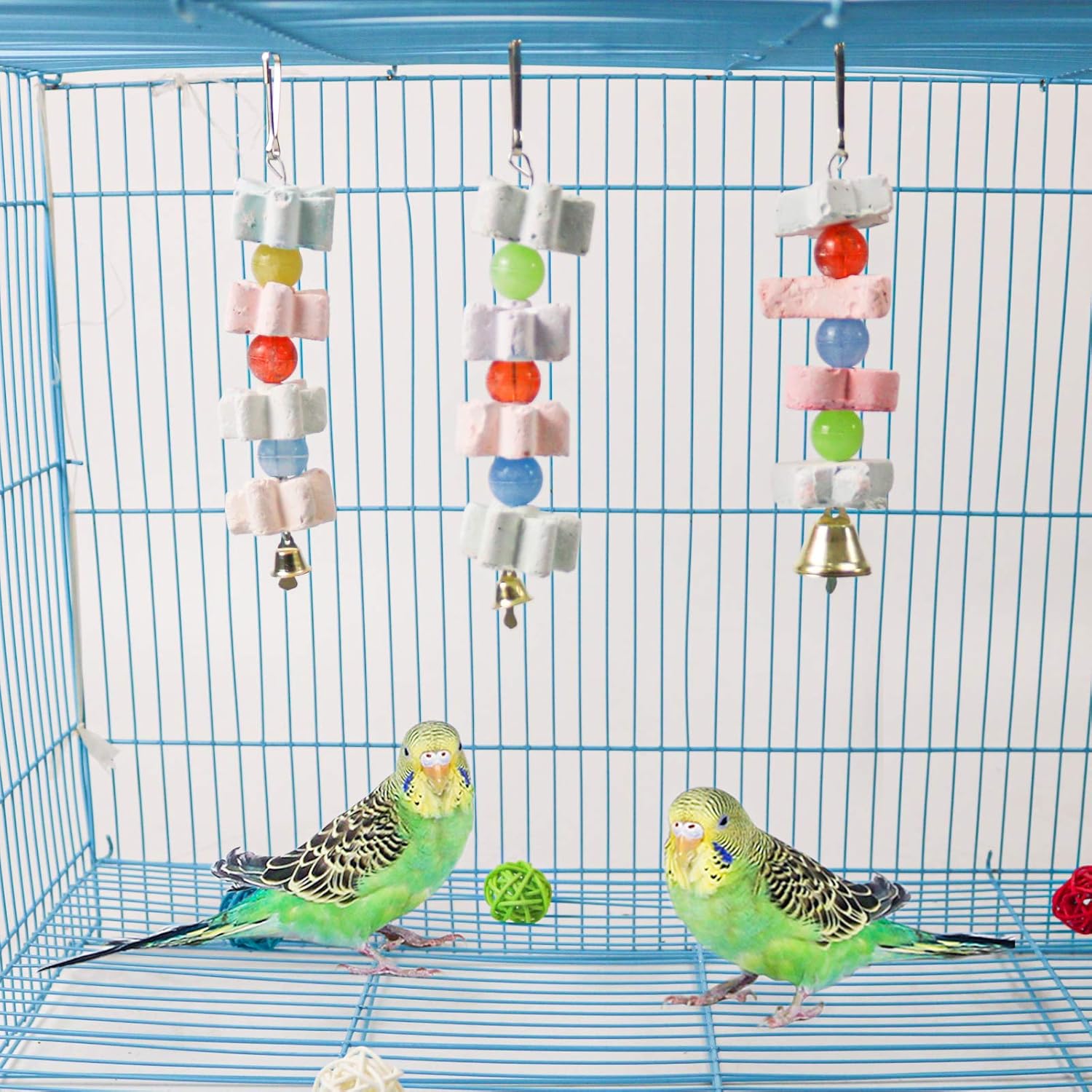 3Packs Parrot Chewing Toy Beak Trimmer Calcium Stone with BellParrot for Cockatiel Conure African Grey Amazon Parrots Parakeet Cockatiel Bird (Style-2) - Happypetzone.online - Image 6