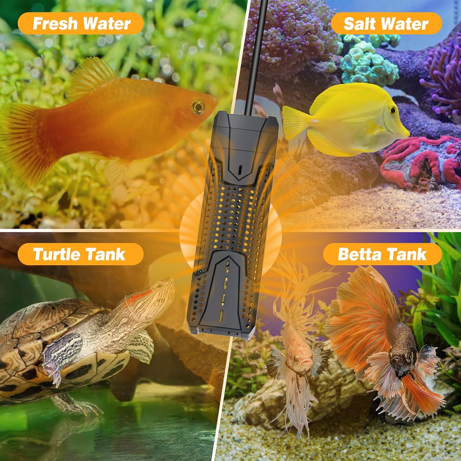 Aquarium Heater 300W/500W/800W/1000W for 20-300 Gal, Fish Tank Heater with Intelligent Leaving Water Automatica Stop Heating and Overheating Protection, for Freshwater & Saltwater - Happypetzone.online - Image 9